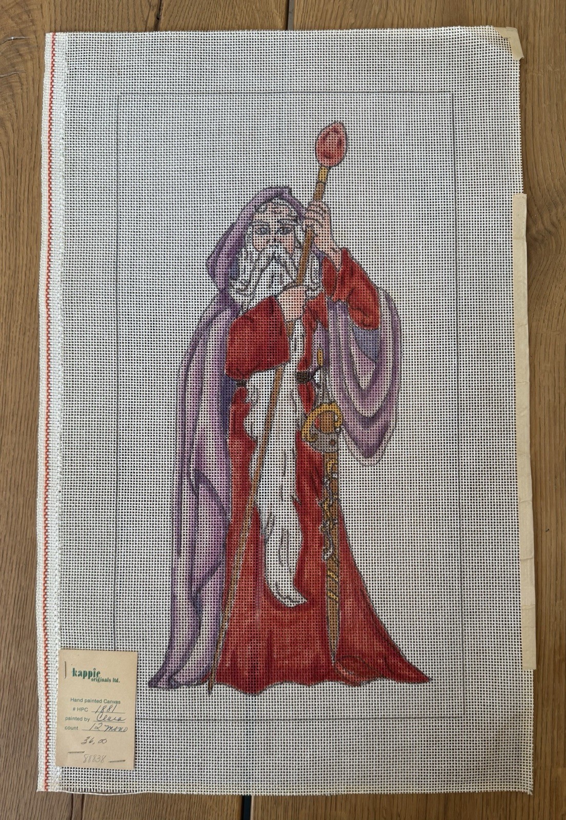 Vintage Kappie Originals handpainted needlepoint Wizard Canvas #1881 10"x19"