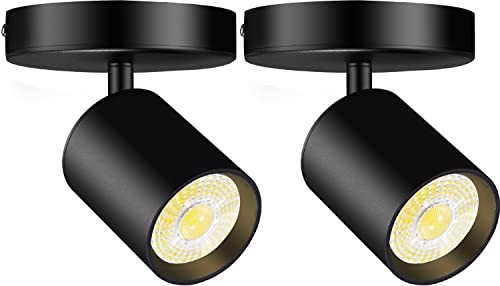 Flush Mount LED Ceiling Spotlight Dimmable Adjustable 2 Pack(3000K) Black