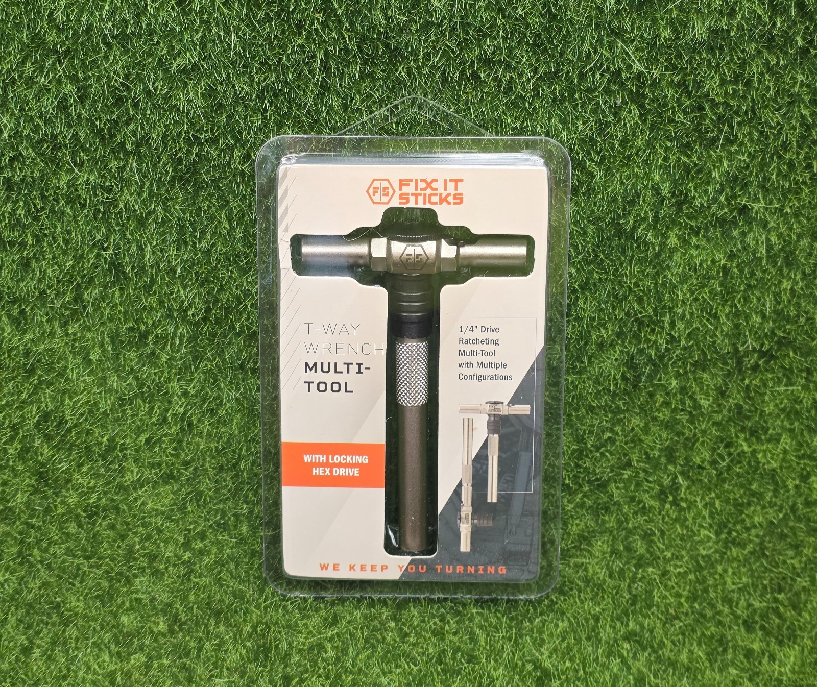 Fix It Sticks Ratcheting T-Way Wrench with Locking 1/4" Hex Drive - TWAY-LOCK