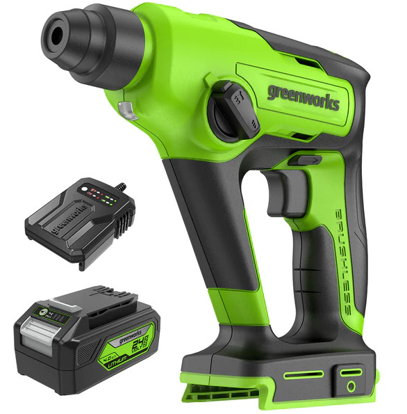 Greenworks 3805802 24V 1.2J Cordless Rotary Hammer Drill W/ Battery and Charger
