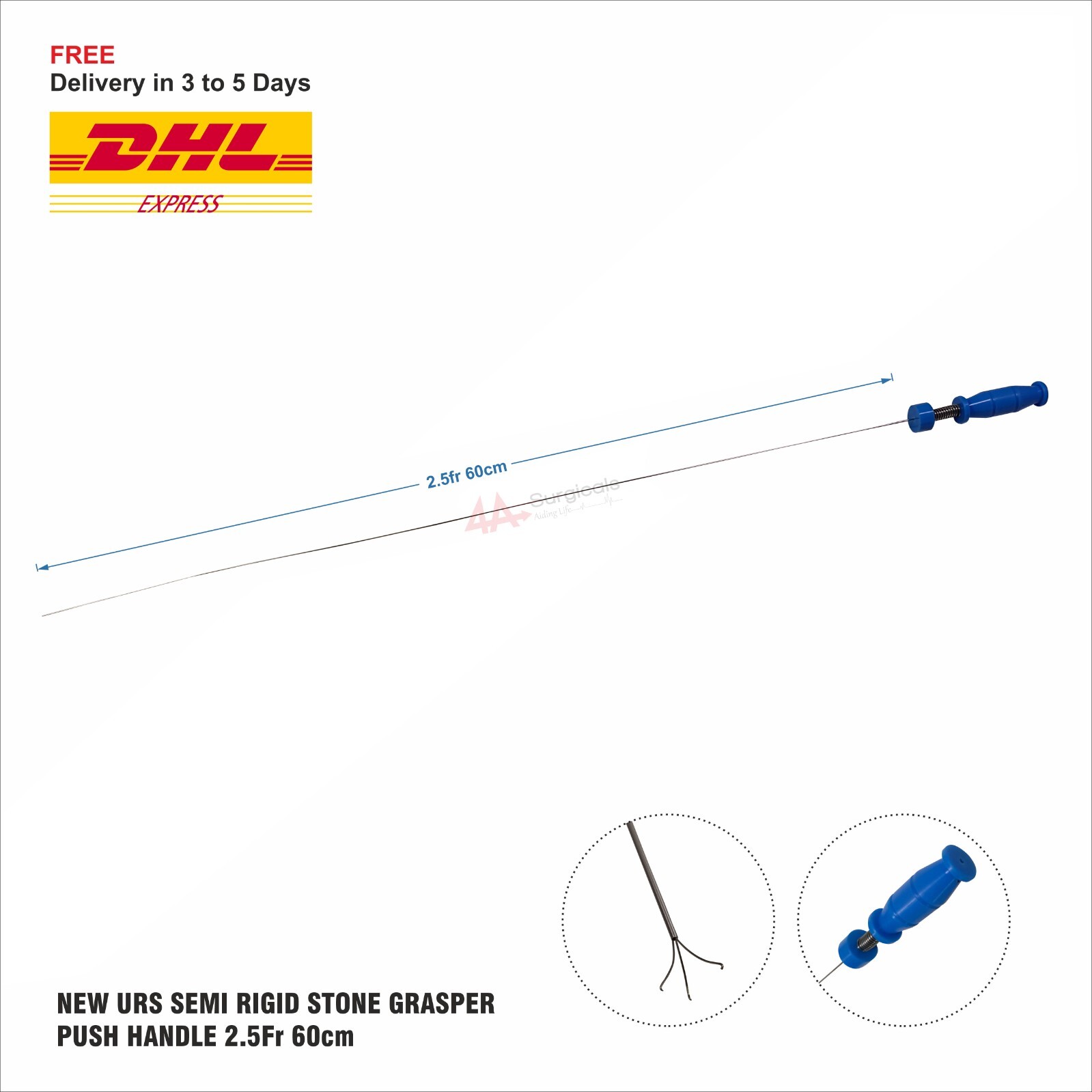 NEW URS SEMI RIGID STONE GRASPER PUSH HANDLE 2.5Fr 60cm