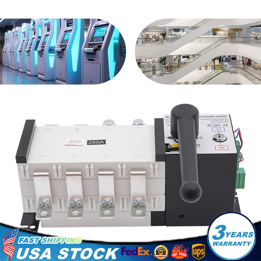 PV Solar Automatic Transfer Switch 4P 250A 110V 6KV Solar To Grid Toggle Switch