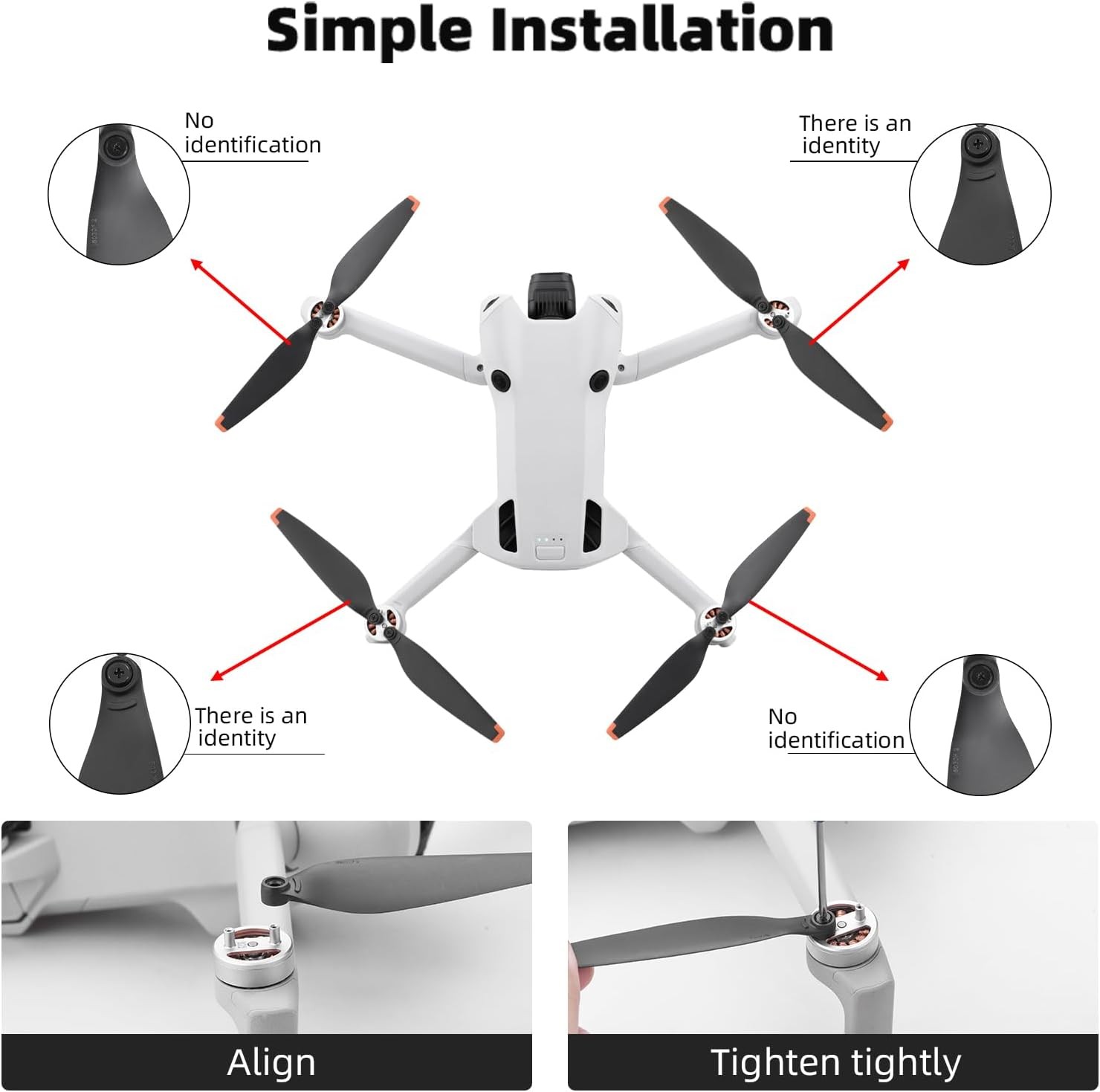 16Pcs Mini 4 Pro/Mini 3 Pro Propellers,For DJI 4 3 Black