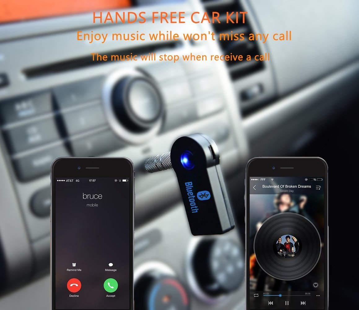 Portable 3.5mm Streaming Car A2DP Wireless Bluetooth AUX Audio Receiver Adapter
