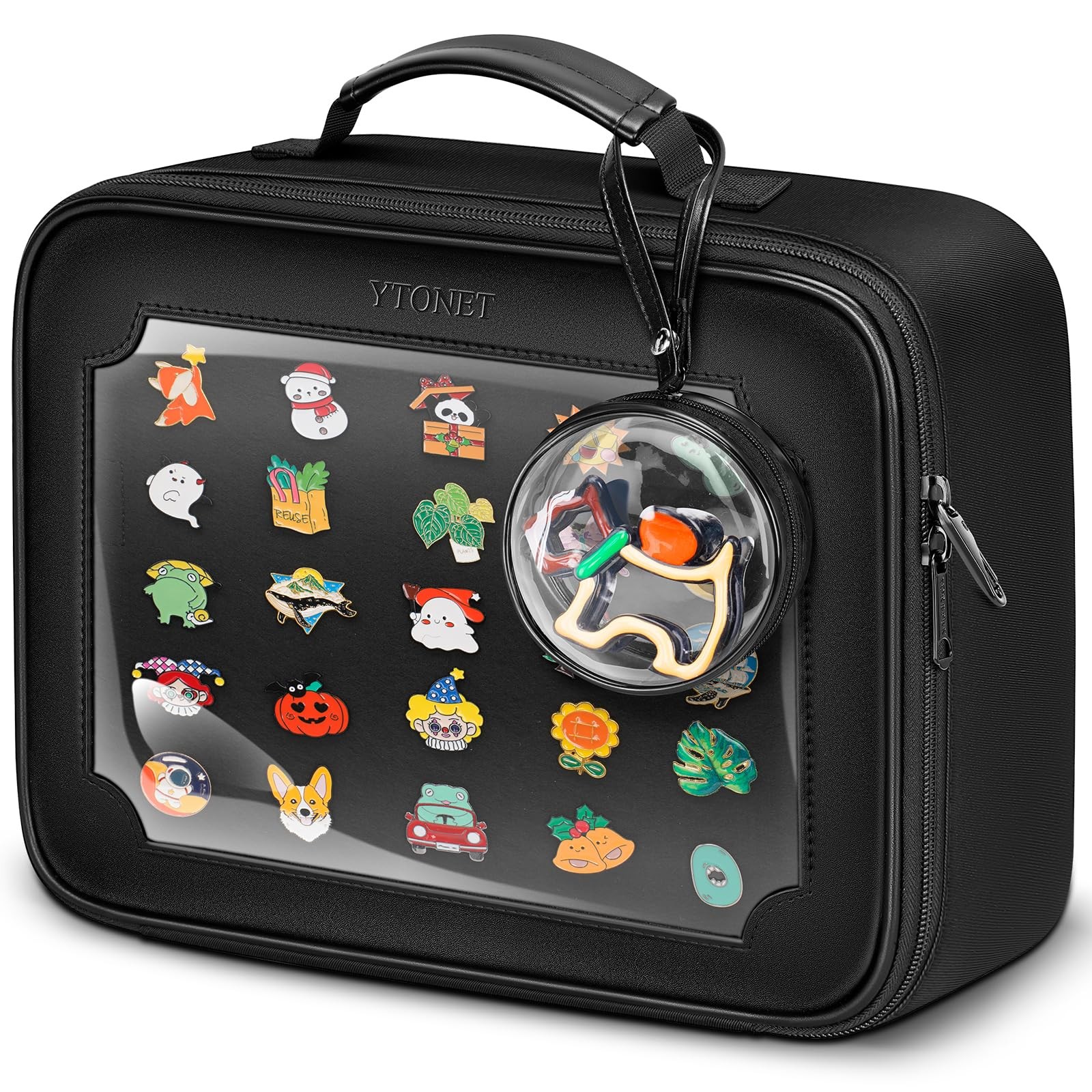 Enamel Pin Trading Book 14 Pages, Pin Display Bag with Cute Ita Pouch, Remova...