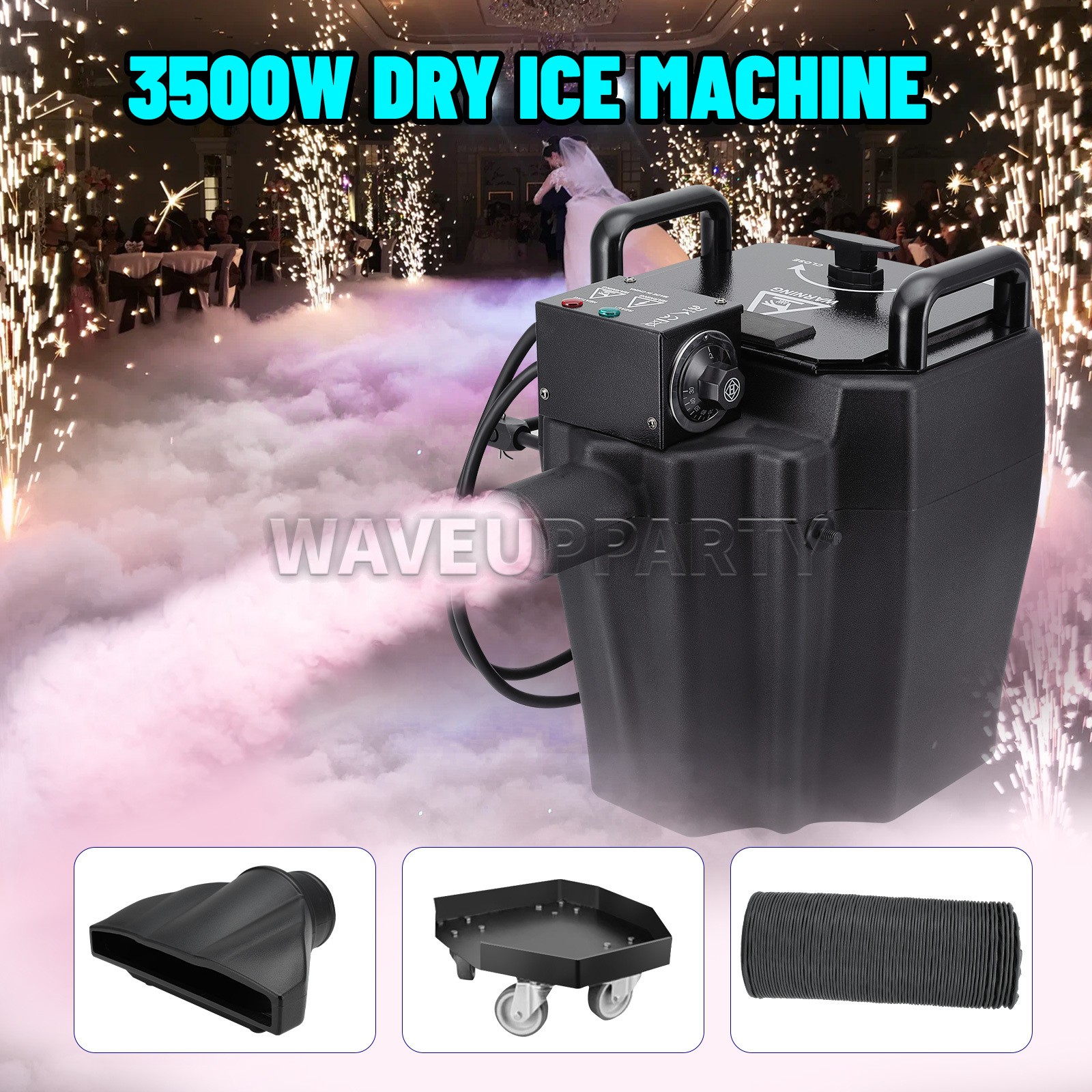 PAIDUN 3500W Dry Ice Fog Machine Ground Lying Smoke Fog Wedding Event DJ Effect