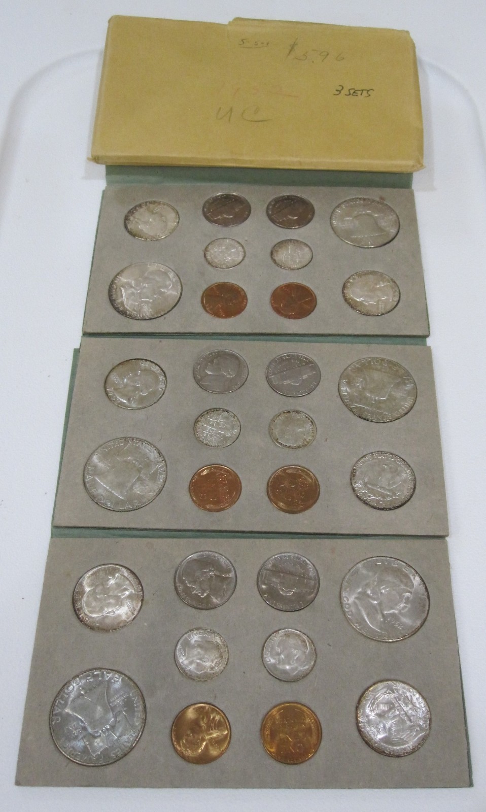 1952 US Mint Set Unc. Orig. Philadelphia Dever San Francisco 30 Coins w Envelope
