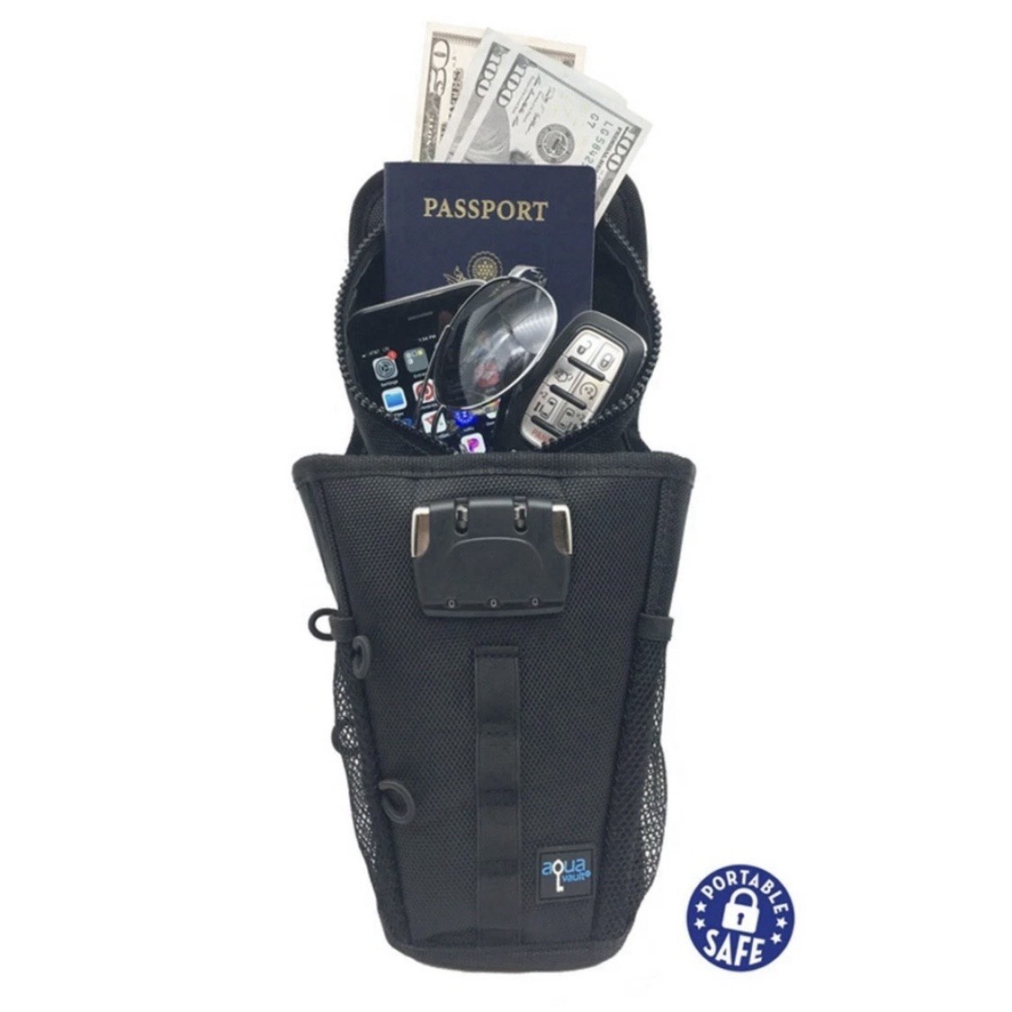 AquaVault FlexSafe Anti-Theft Portable Travel Safe Combination Lock Black