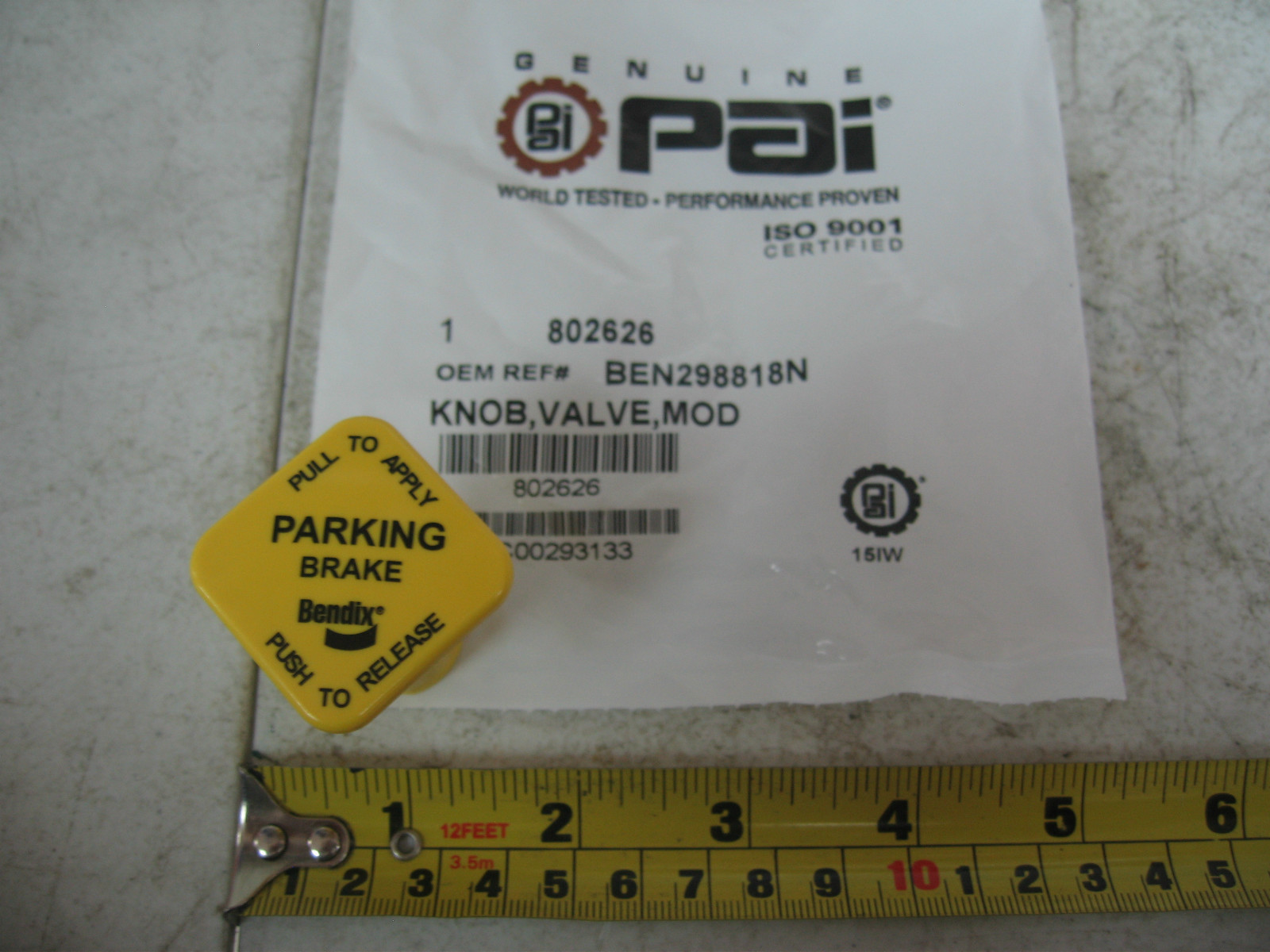 MV3 Yellow Modular Valve Parking Brake Knob Qty 1 PAI# 802626 Ref# Bendix 298818
