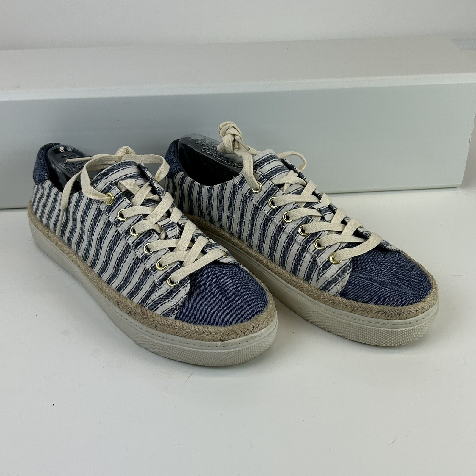 Liz Claiborne Shoes Womens 7 M Belfer Espadrilles Sneakers Lace Up Blue Fabric