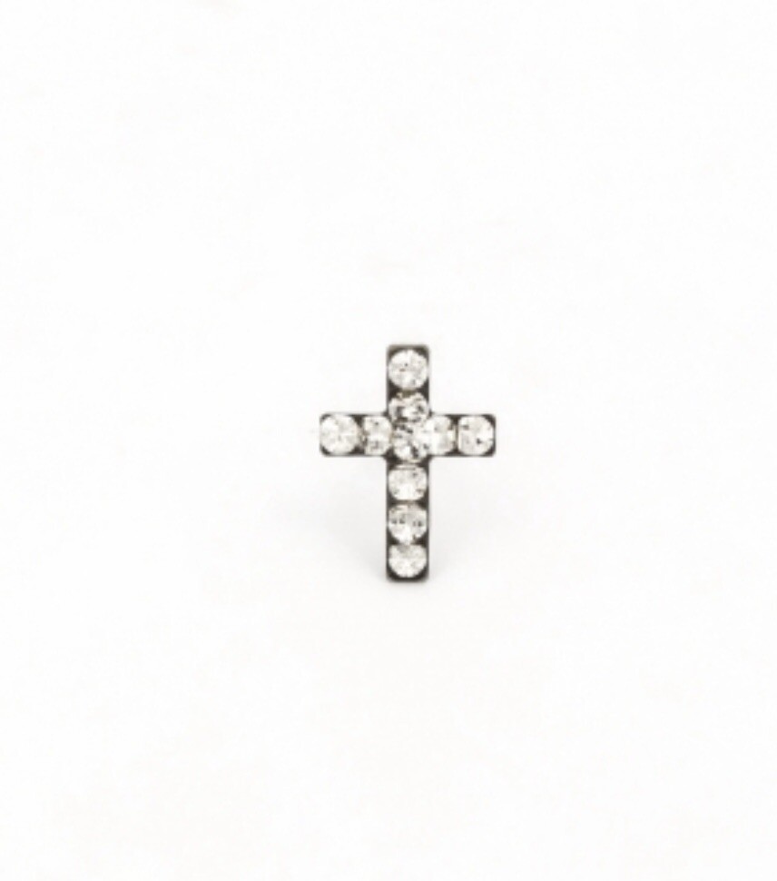 STAINLESS STEEL 4MM CROSS APR CRYSTAL Earring (SYSTEM 75)