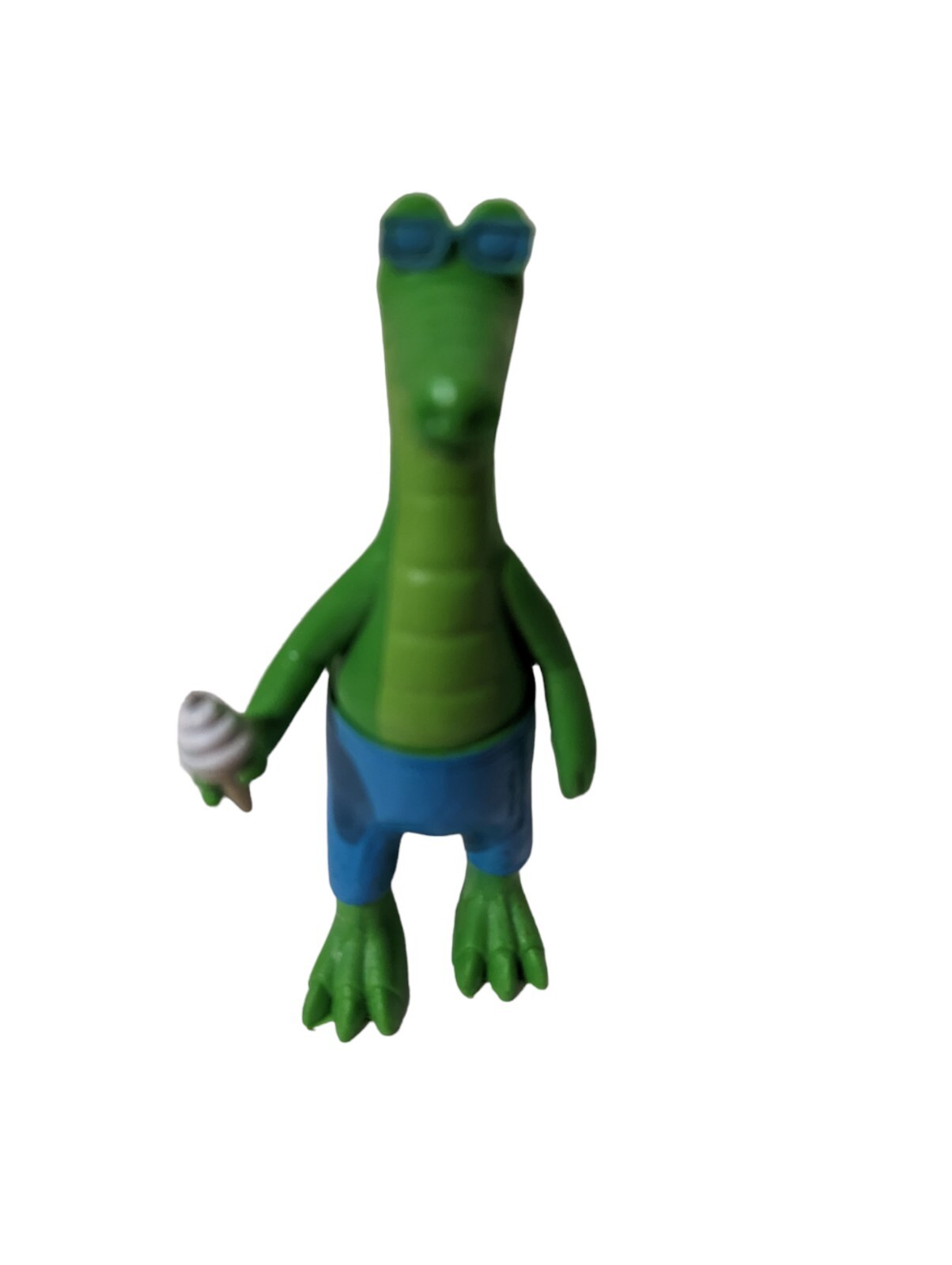 Cake Topper Green Alligator Blue Shorts Eating Ice Cream 5.23" Height