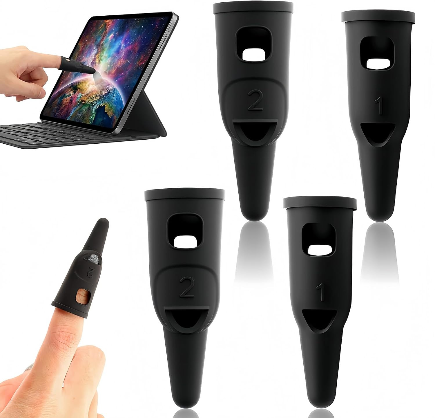 4 Pack Finger Stylus Pen for Touchscreen - 2 Sizes Touch Screens Pen Adults | Hi