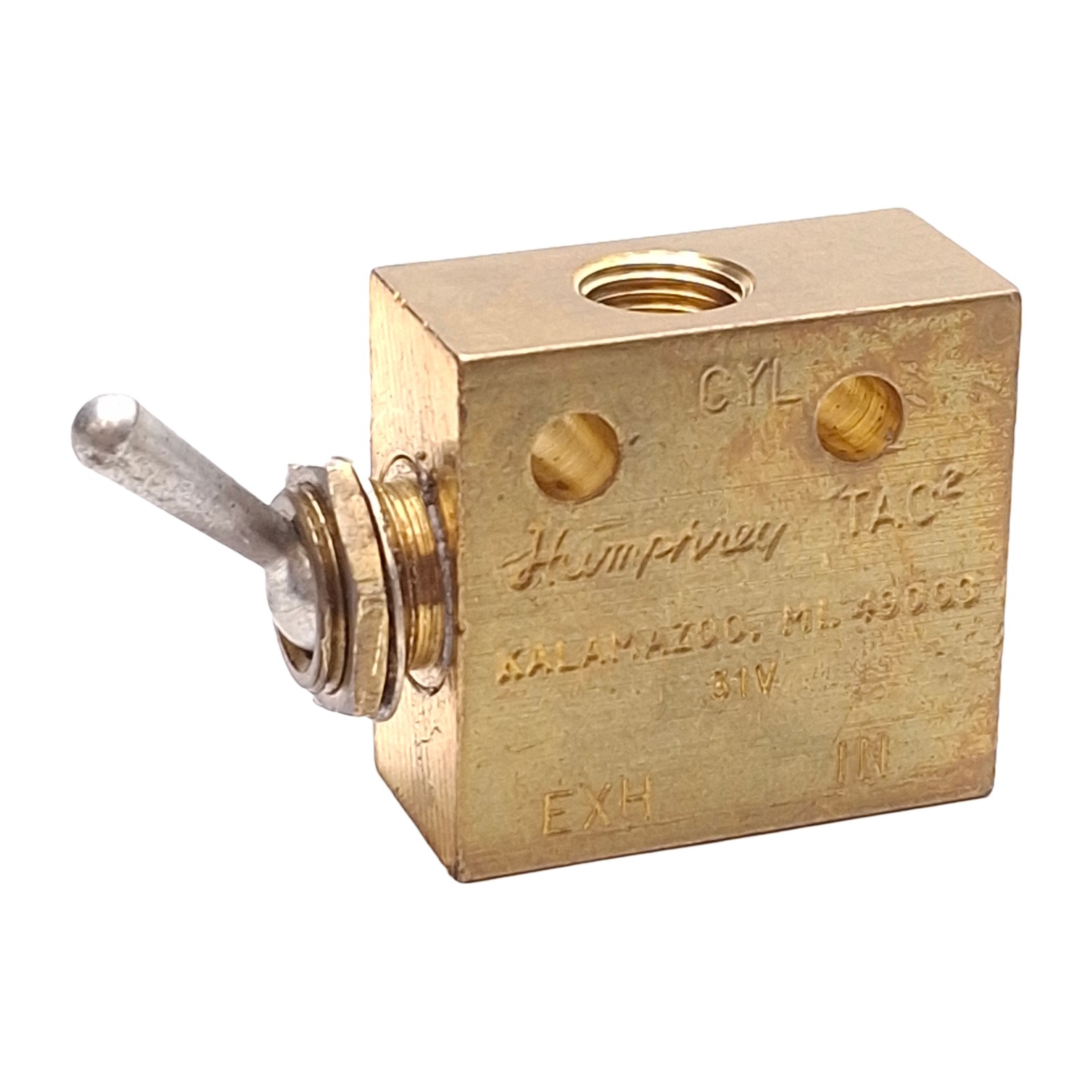 Humphrey 31V Tac2 Detented Toggle Valve, 3-Port 2-Way, 0-125PSIG, 1/8in NPT
