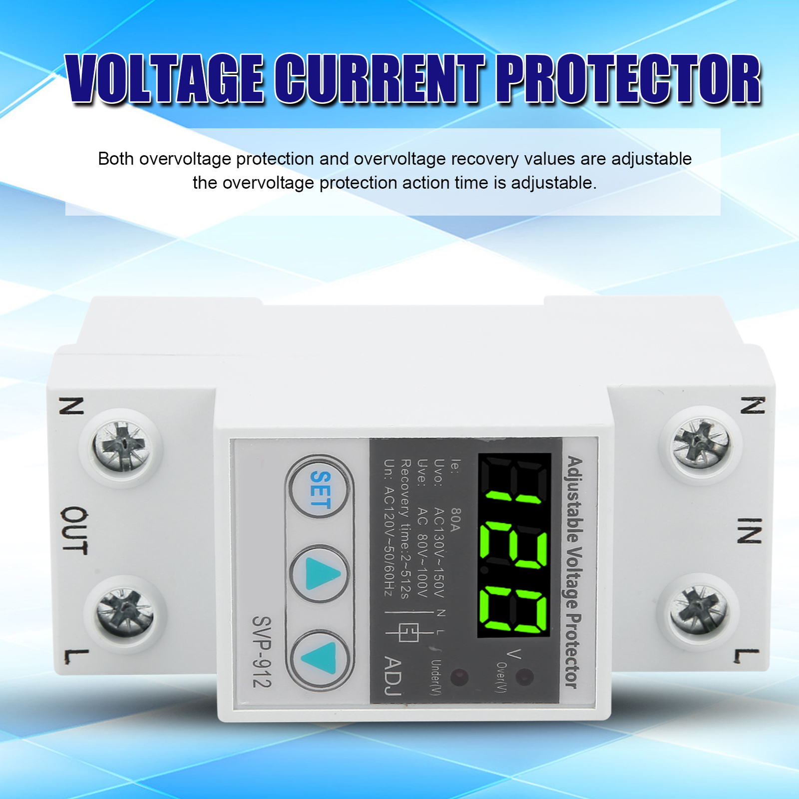 120VAC 80A Adjustable SelfRecovery Under Voltage Auto-Reset Protection Switch
