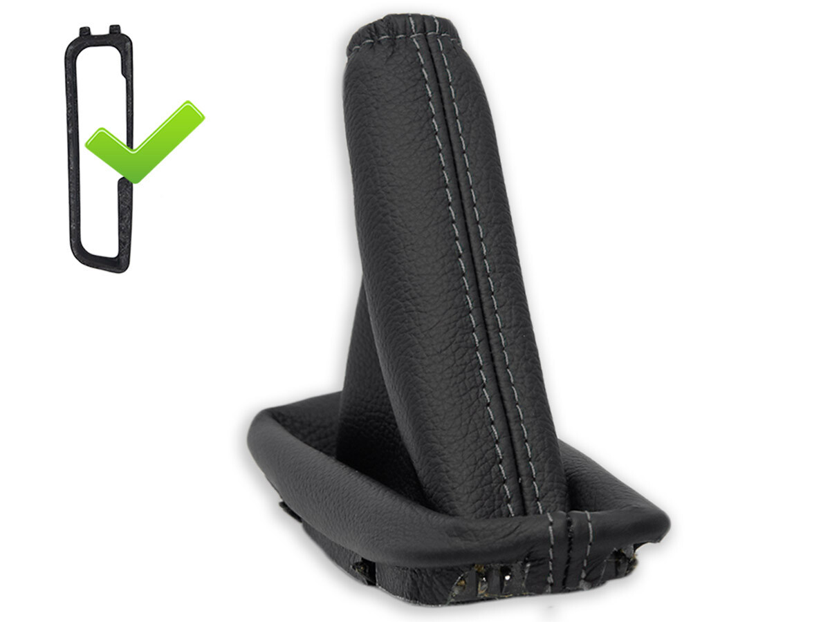 FOR NISSAN NAVARA D40 2005-2014 HANDBRAKE GAITER LEATHER STITCH GRAY + FRAME