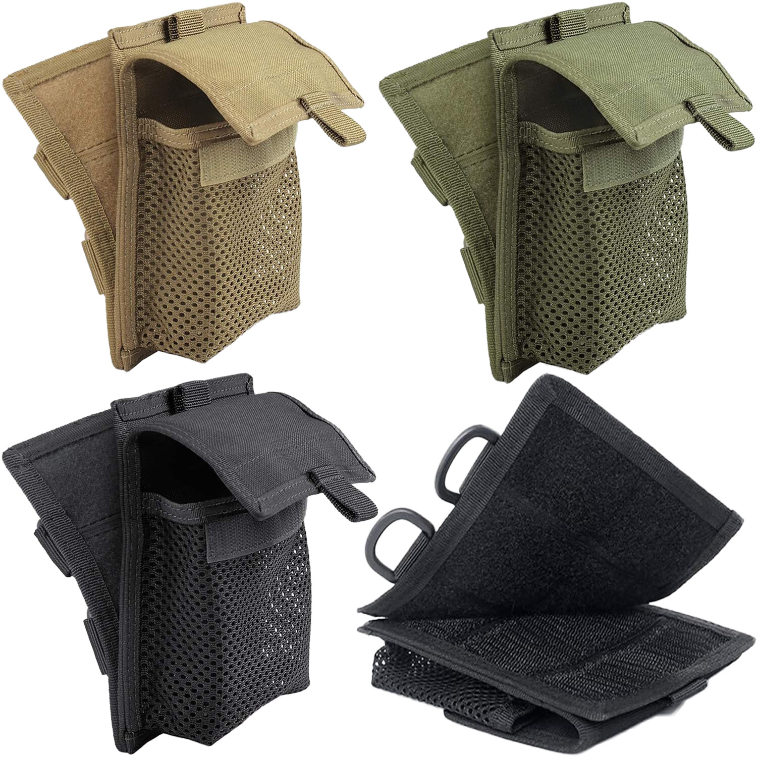 Tactical MOLLE Hook Loop Collapsible Mesh Pouch for Belt Backpack Outdoor Sports