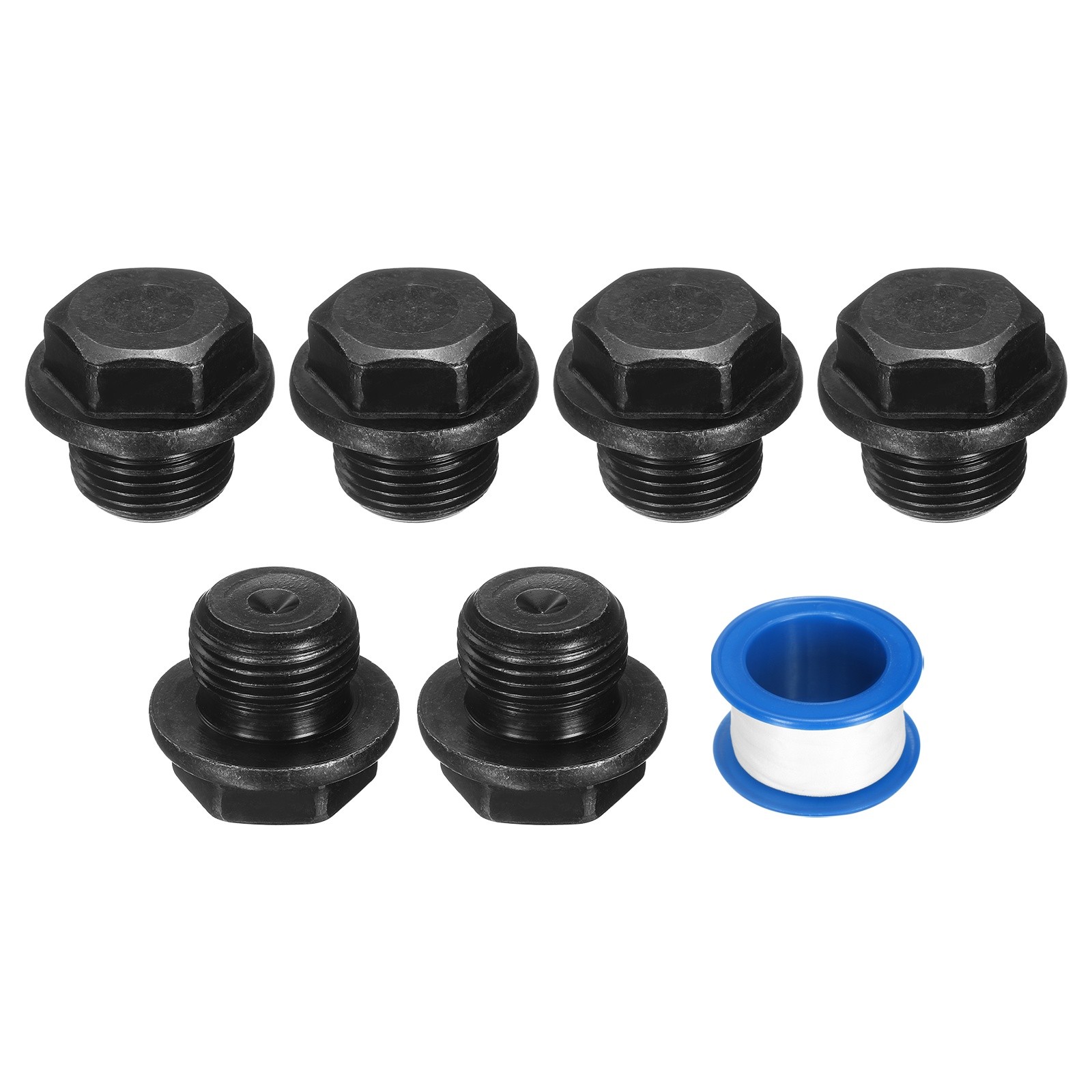 6Pcs M20x1.5 Carbon Steel Male Thread Outer Hex Pipe Plug Fitting Socket