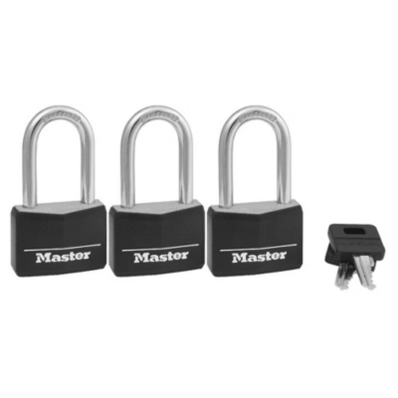 3pk 40mm Covered Brass Key Lock Set Black: Padlocks with Keys for Storage