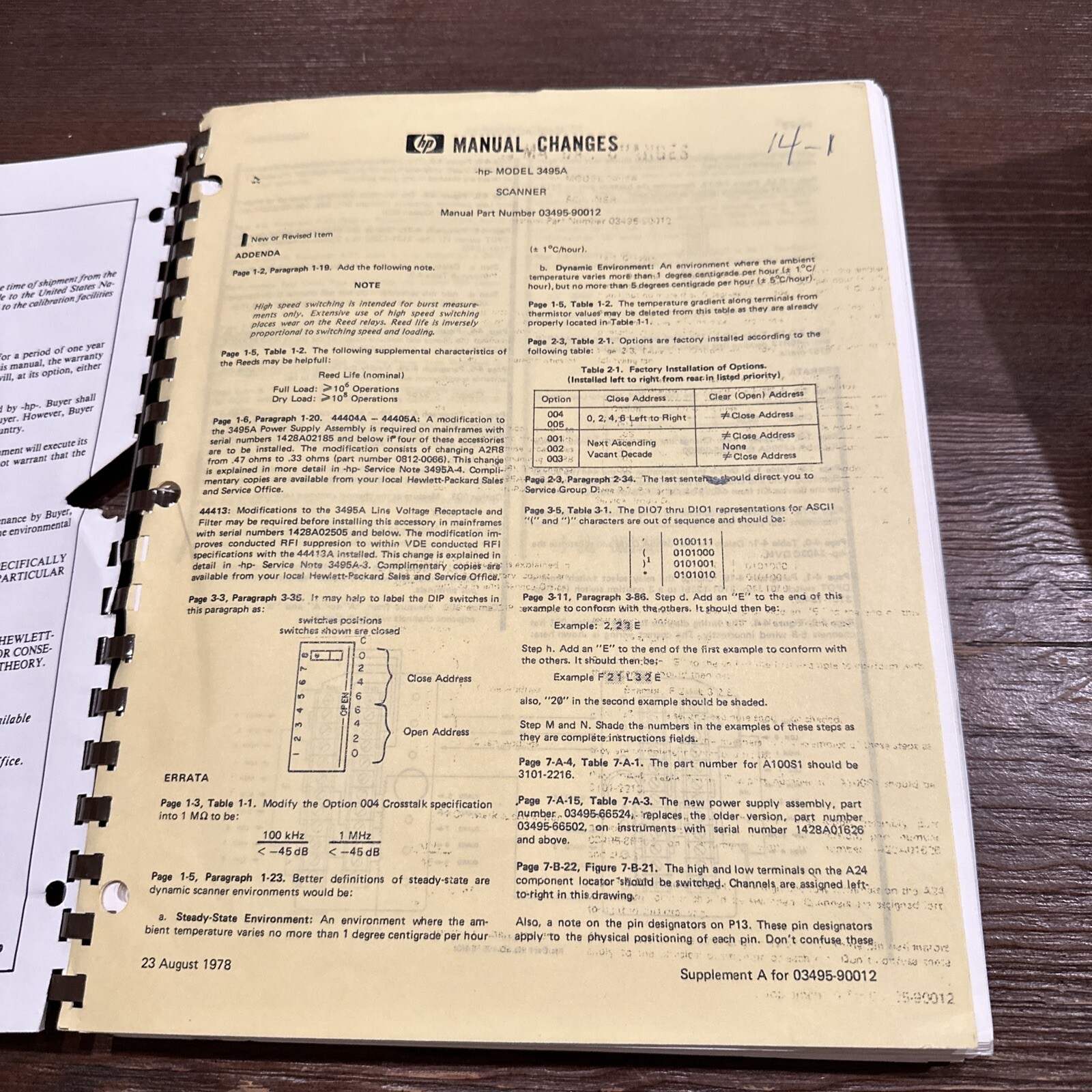 HP 3495A Scanner Programming & Service Manual 03495-90012