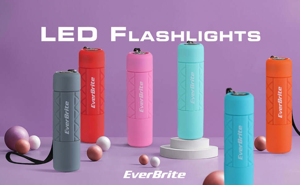 EverBrite 6-Pack Mini Flashlight Set, Small Multicolor Flashlights with Lanyard