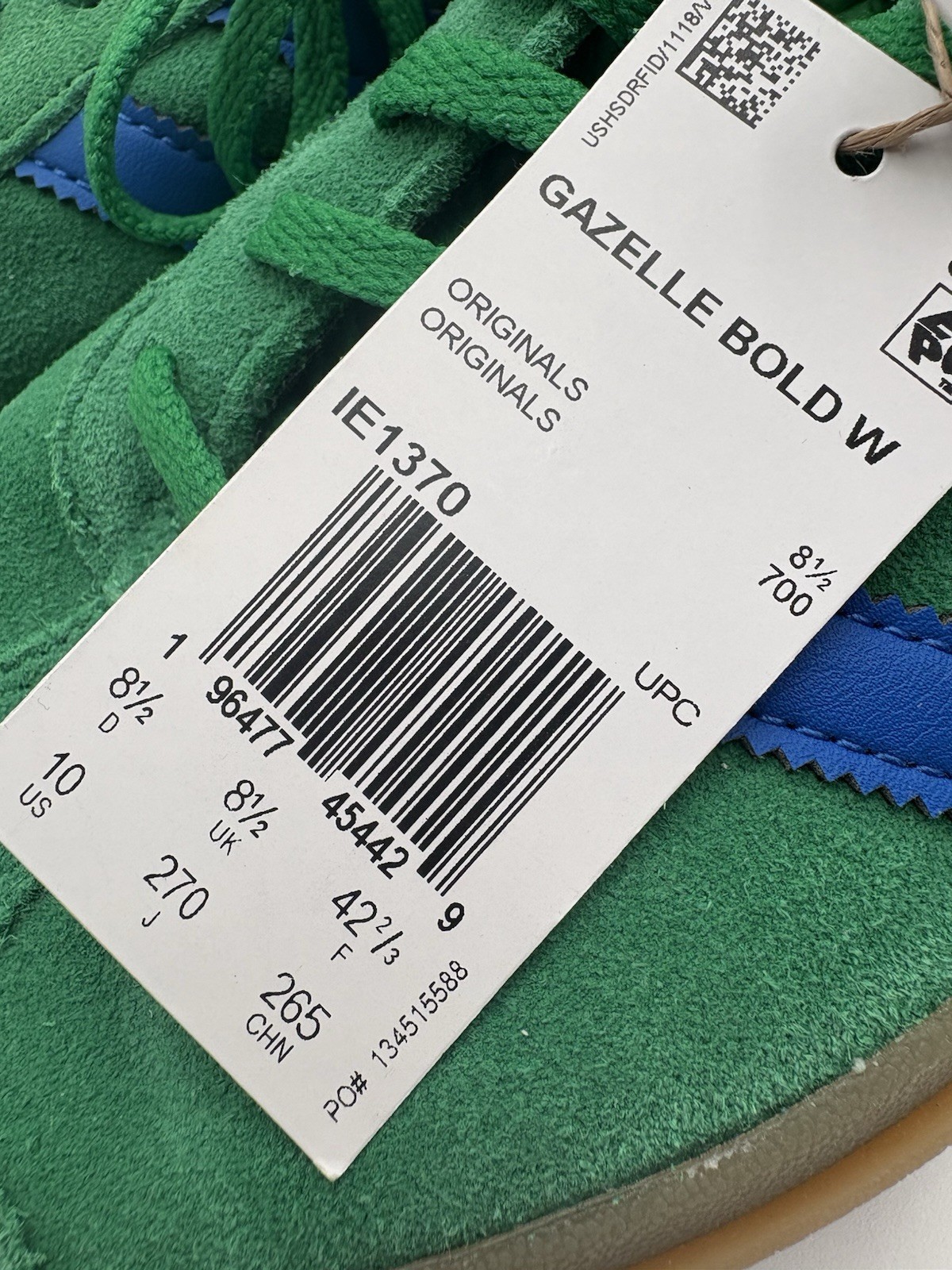 Adidas Women's Gazelle Bold Size 10 Green/Blue Gum |IE1370|