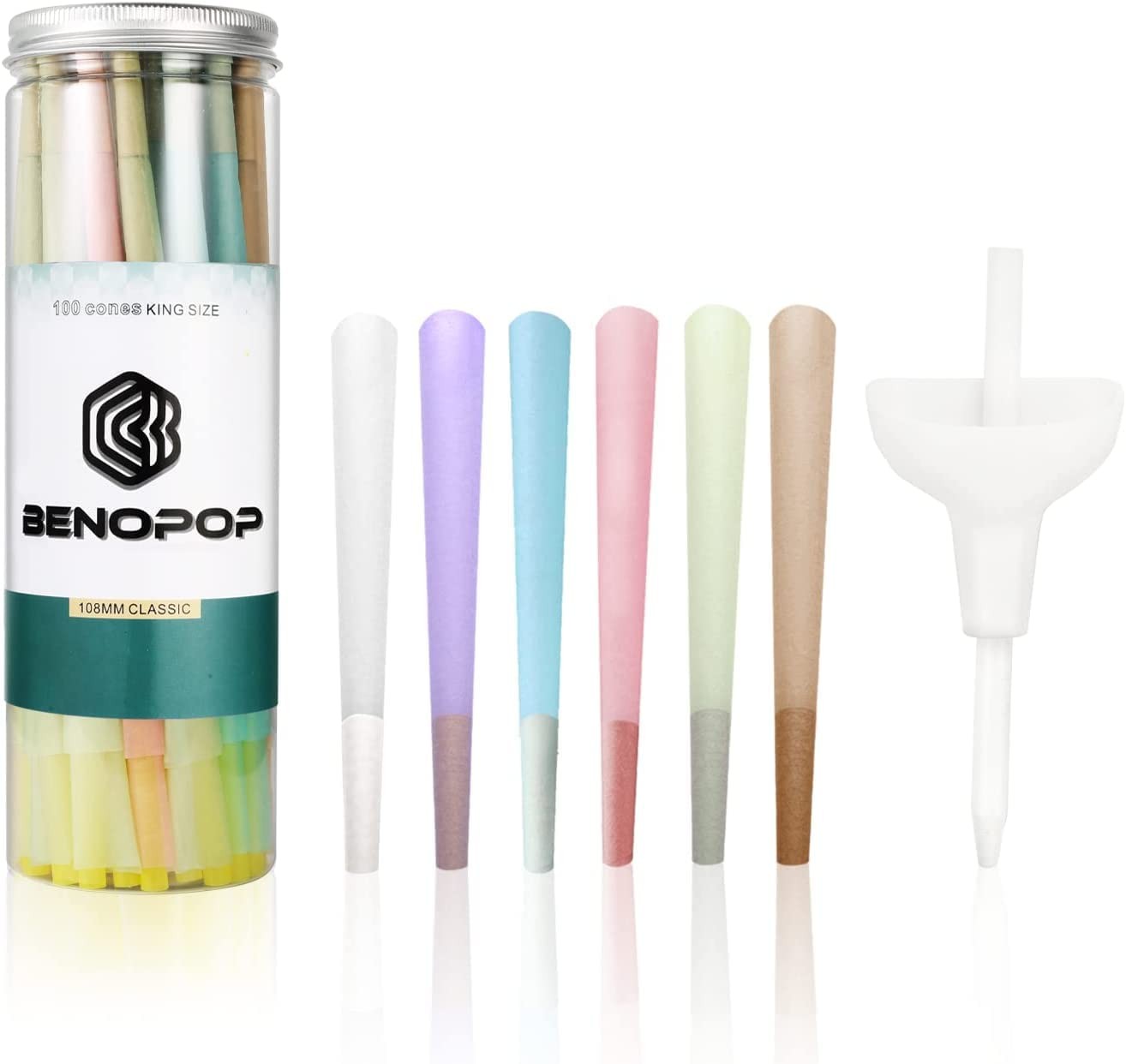 Colorful Pre Rolled Cones | Colorful Rolling Papers |100 Pack（4.2inches/108mm)
