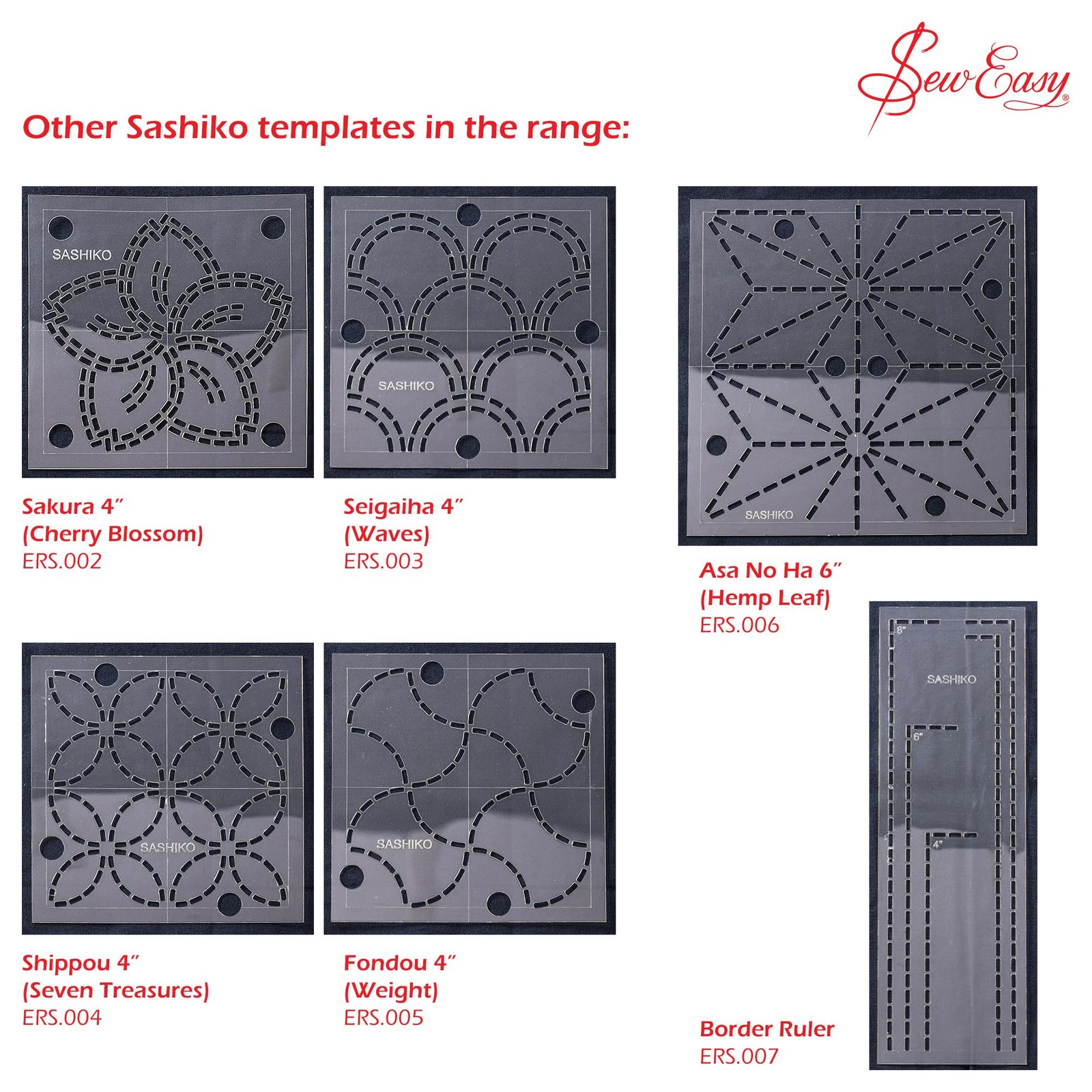 4 Sashiko Template Seigaiha Waves Quilting Patchwork Applique Transparent