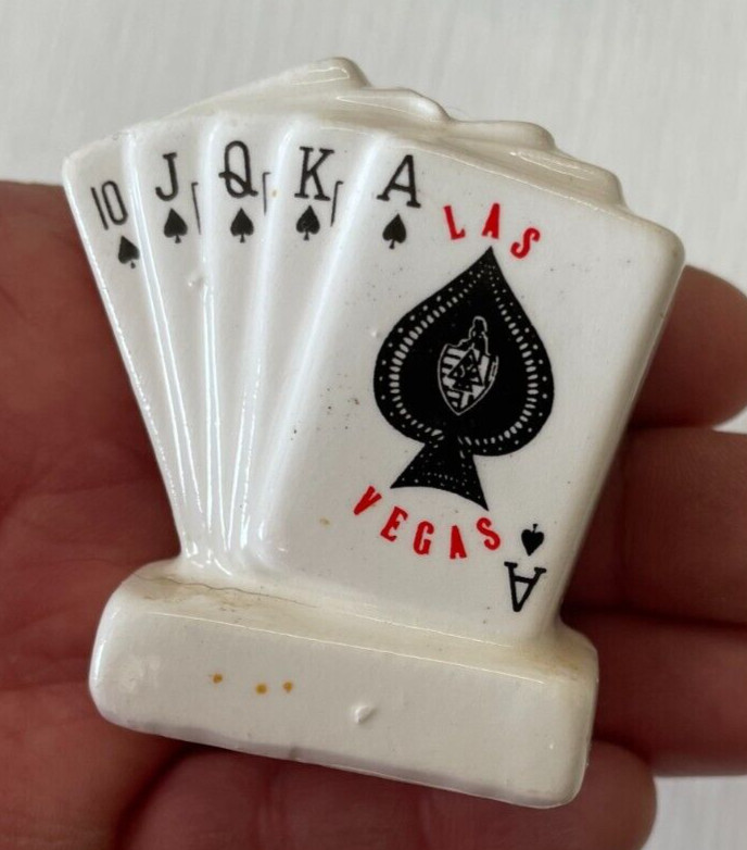Vintage Ceramic Deck of Cards Las Vegas Toothpick Holder Collectible Decor