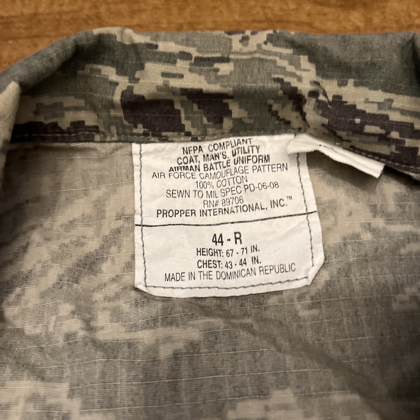 Air Force Camo Shirt Medium Regular Proper Int Camouflage 4 Pockets