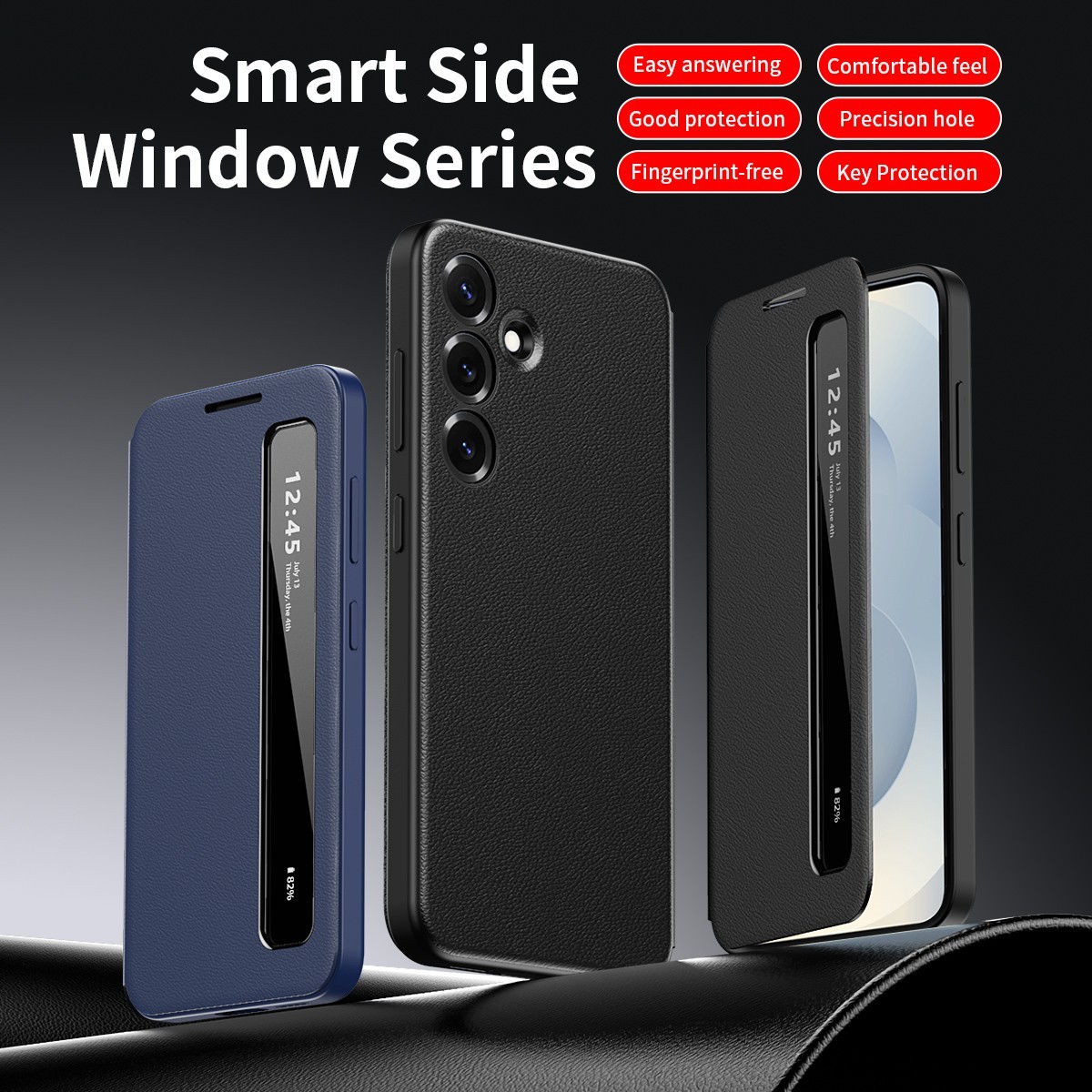 Smart View Flip Leather Window Case For Samsung A57 A56 A55 A36 A27 A17 A16 A26