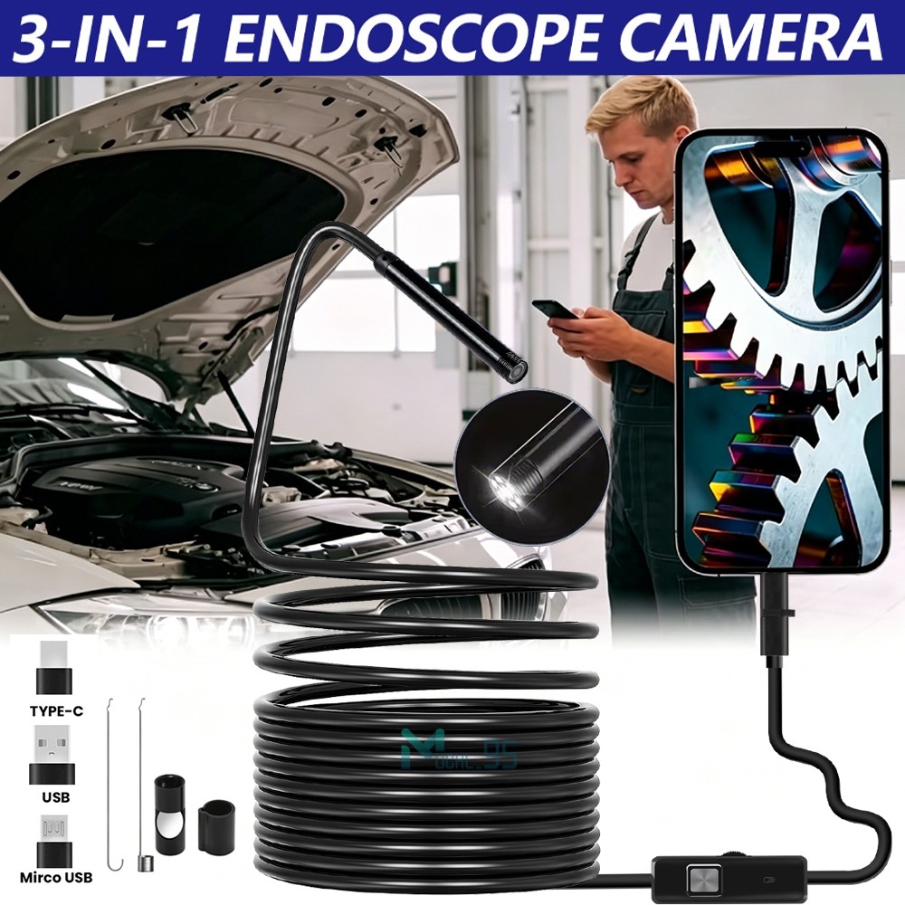 3in1 Borescope Endoscope 6 LED Inspection Scope Camera For Android Cell Phone HD