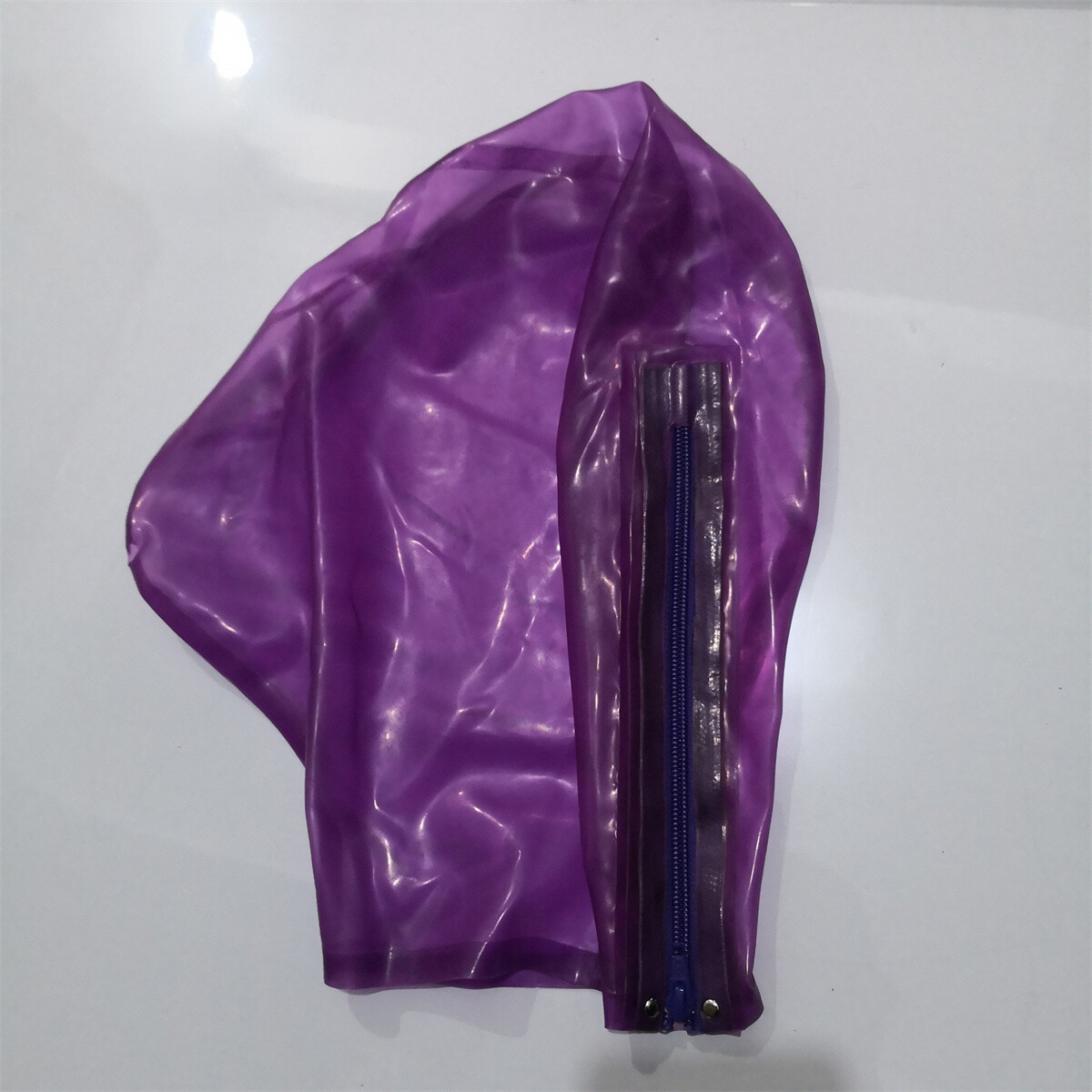Transparent Purple Latex Hood Women Full Head Latex Mask with Breathing Hole