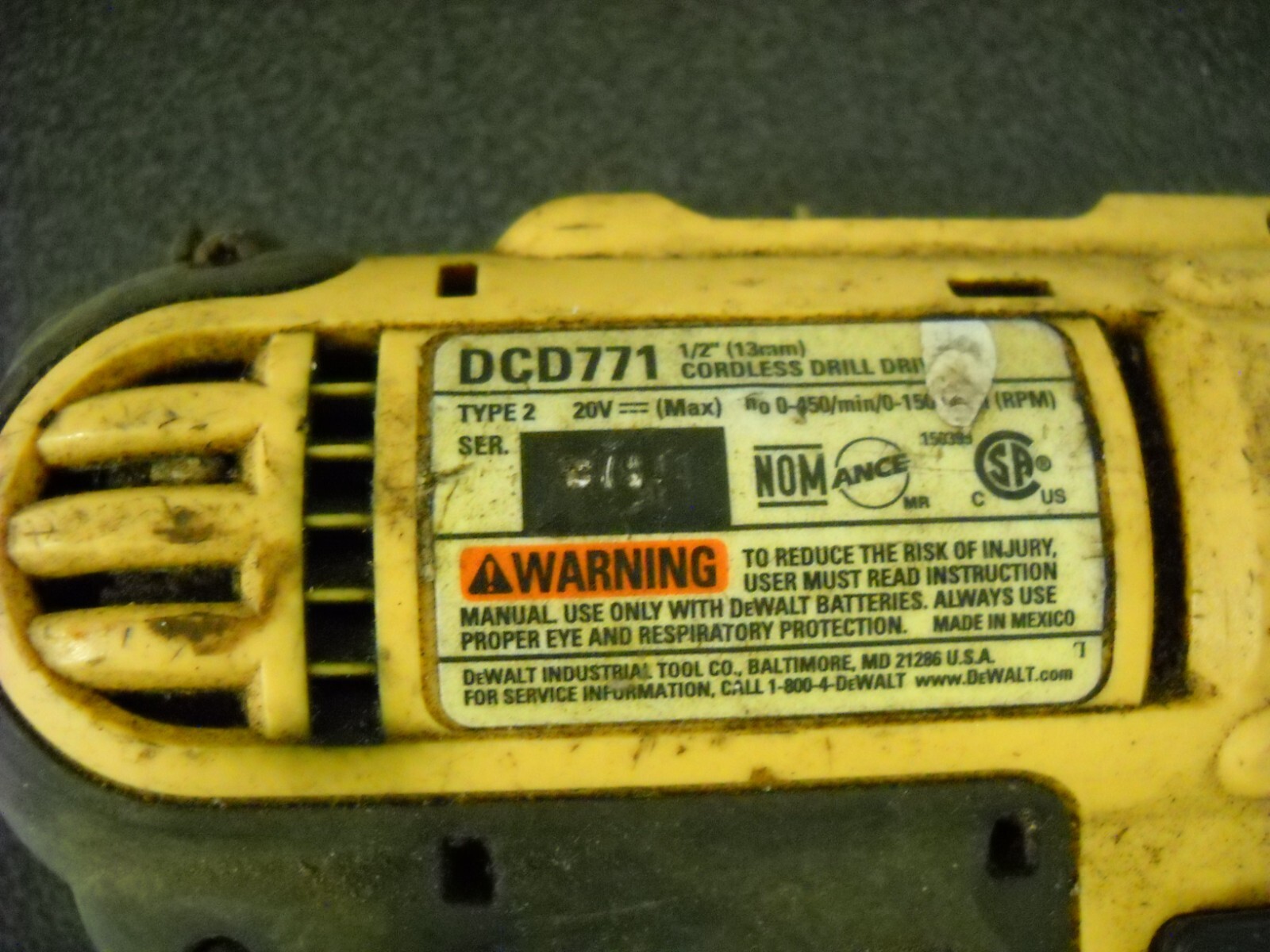 Dewalt Drill DCD771 Cordless 20V Max 1/2" Drive