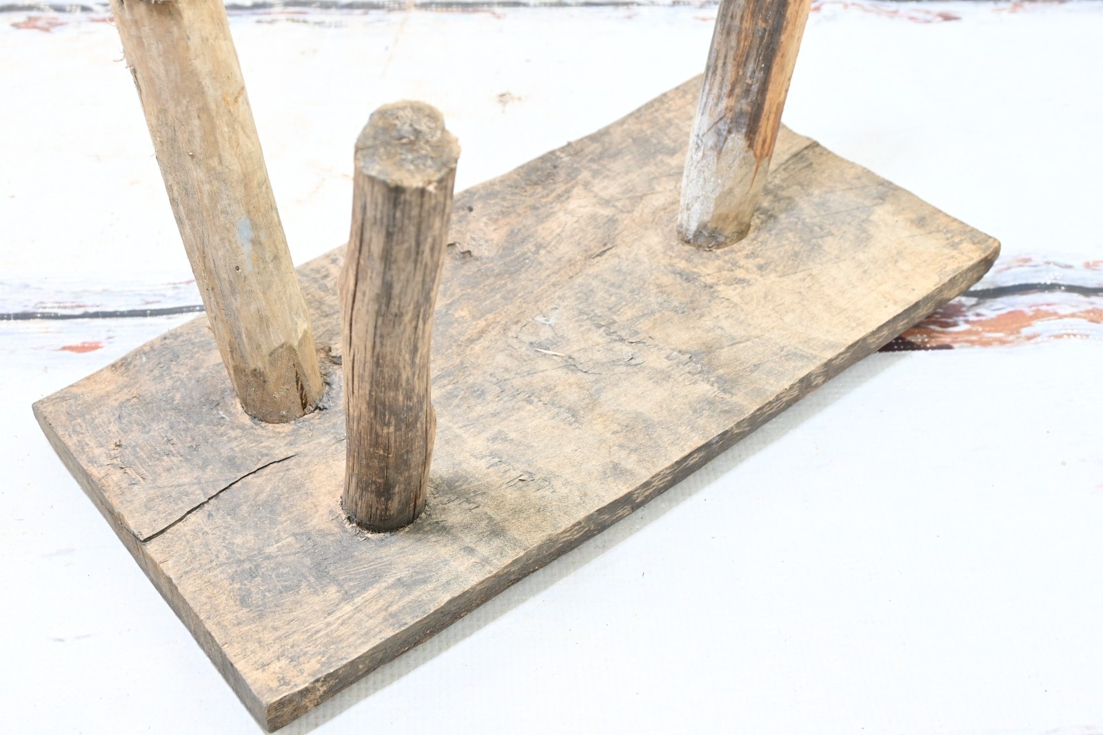 Antique . Primitive Handmade Wood Stool Milking Stool 3 Leg Barn Stool #4