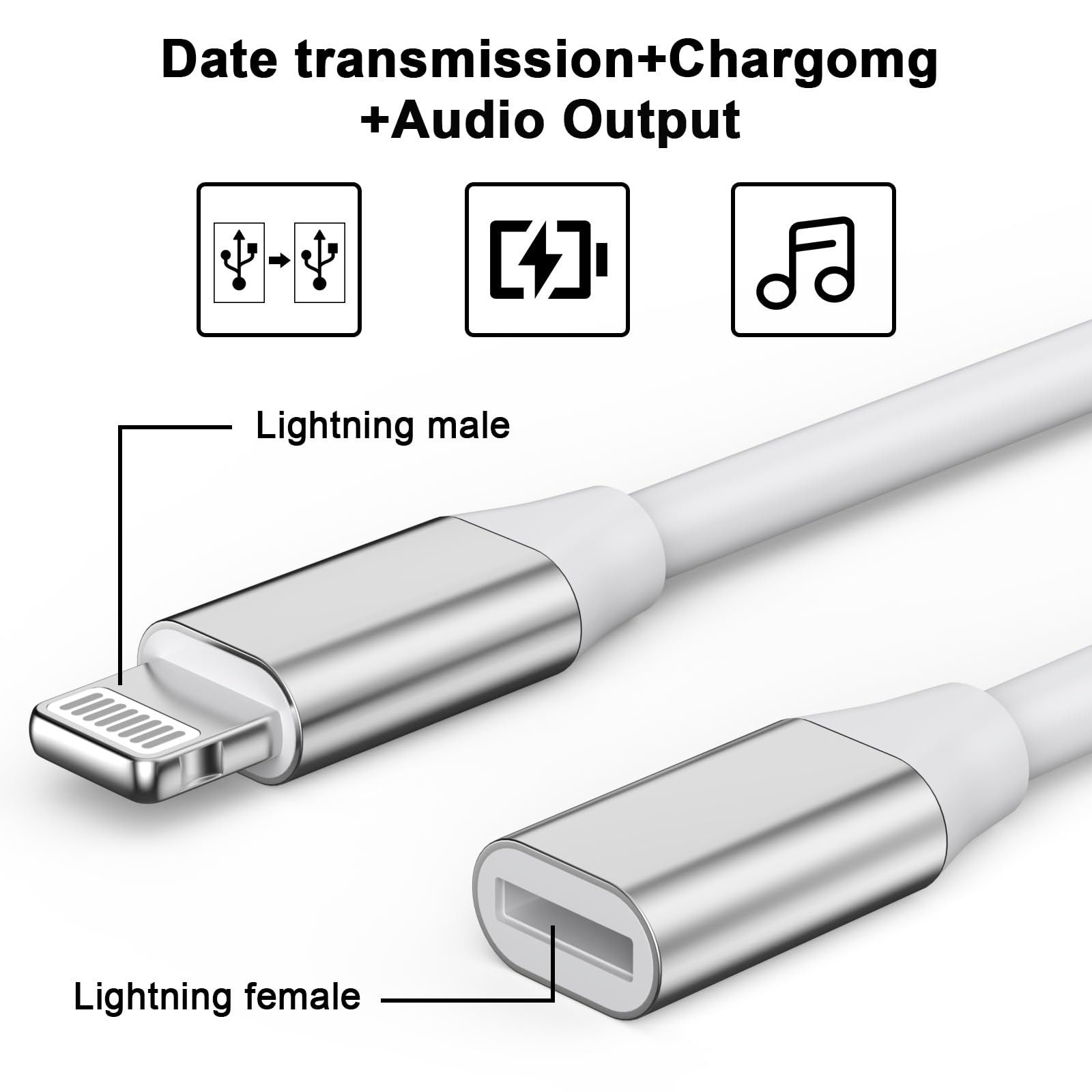 9cm Lightning Male to Lightning Female Charger Adapter,iPhone Extension Charg...