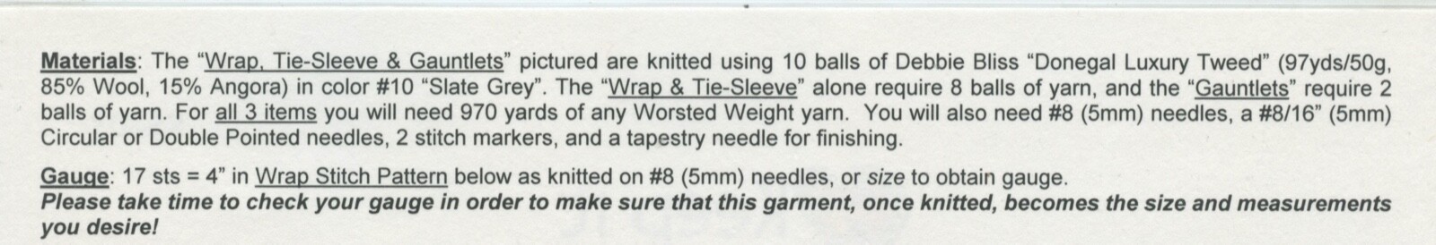 Keep It Simple Knitting Pattern KS203 Asymmetrical Wrap & Gauntlets