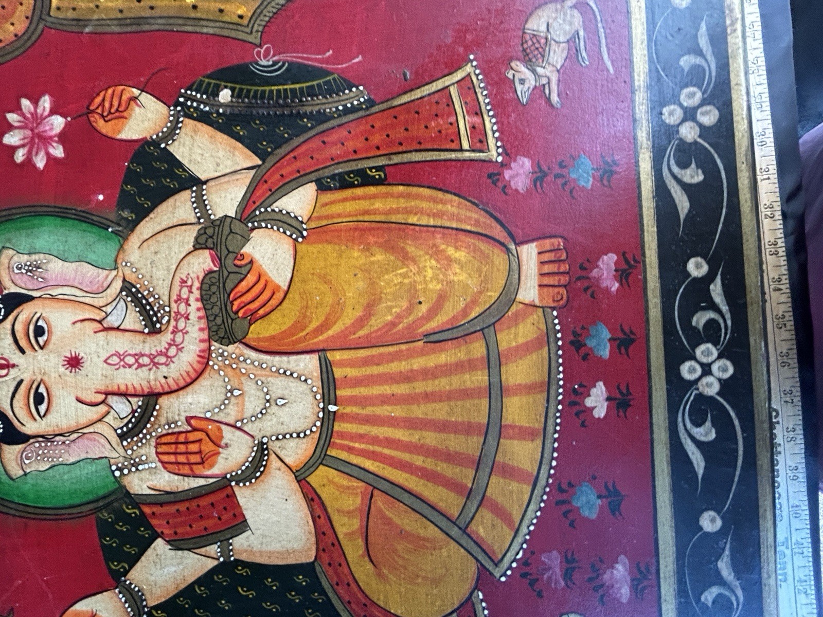 Gorgeous Painted Ganesha Foot Stool/Ottoman Table