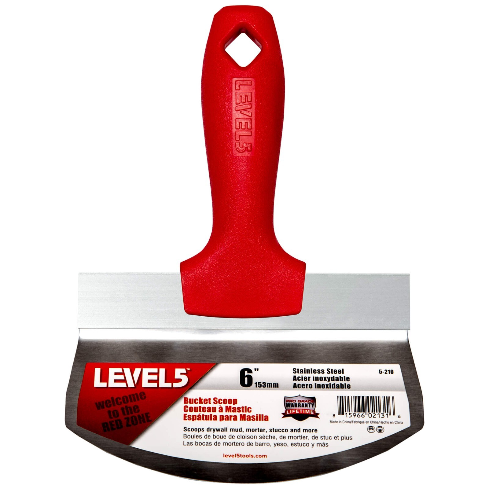 LEVEL5 6" Stainless Steel Drywall Compound Bucket Scoop | #5-210
