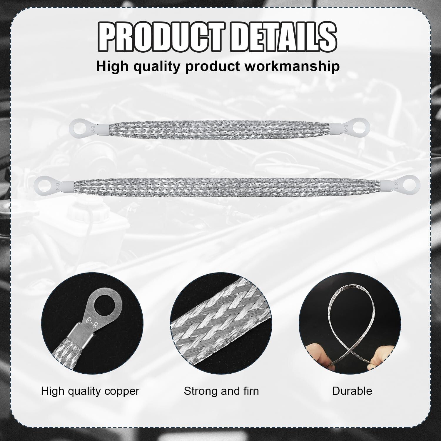 10pcs Braided Copper Ground Straps – Essential Kit for Automotive Applications