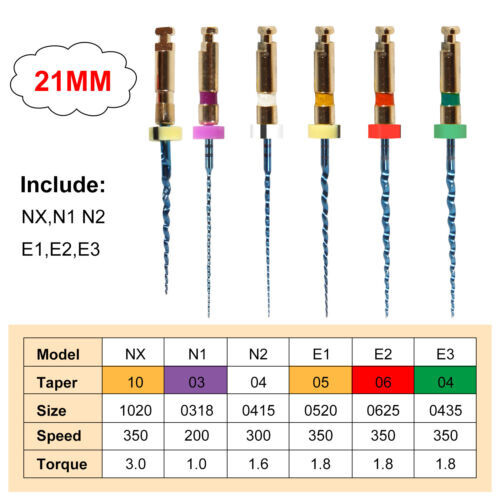 6* Dental NiTi Files Rotary Engine File for Endodontic Motor Root Treatment 21mm
