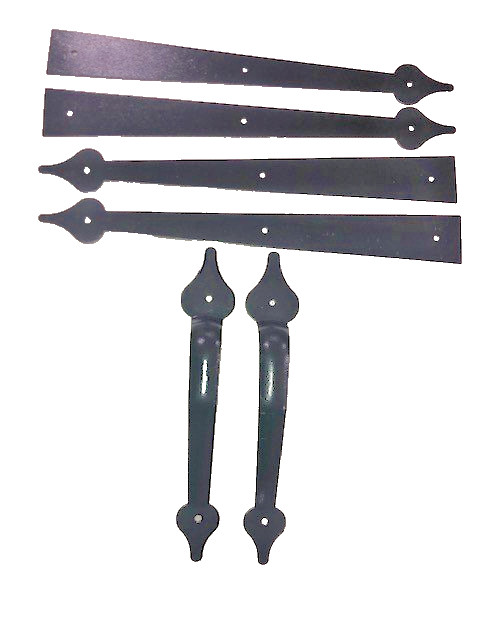 Decorative Gloss Black Carriage House  Pull Handle s- 1 Pair & 1 set  16" hinges