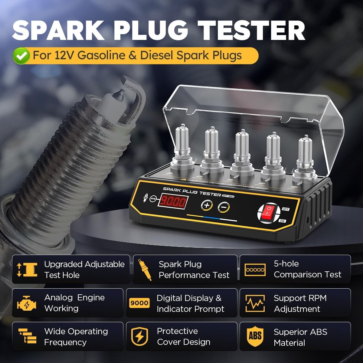 Car Spark Plug Tester with Digital Display