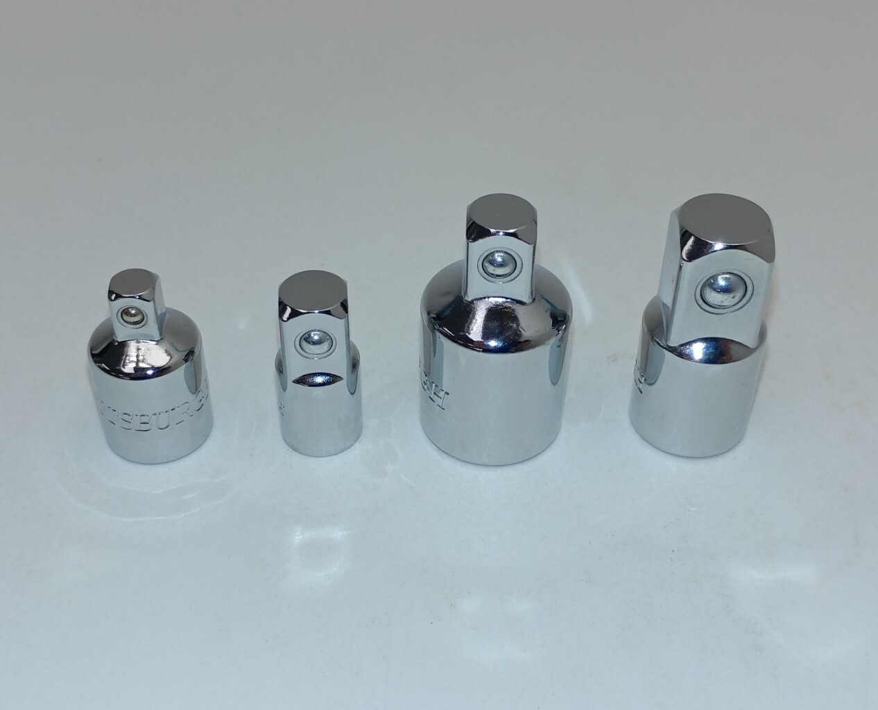 4 Piece Socket Adapter Set 1/4" 3/8" 1/2" Size Adapters Triple Plated Chrome Van