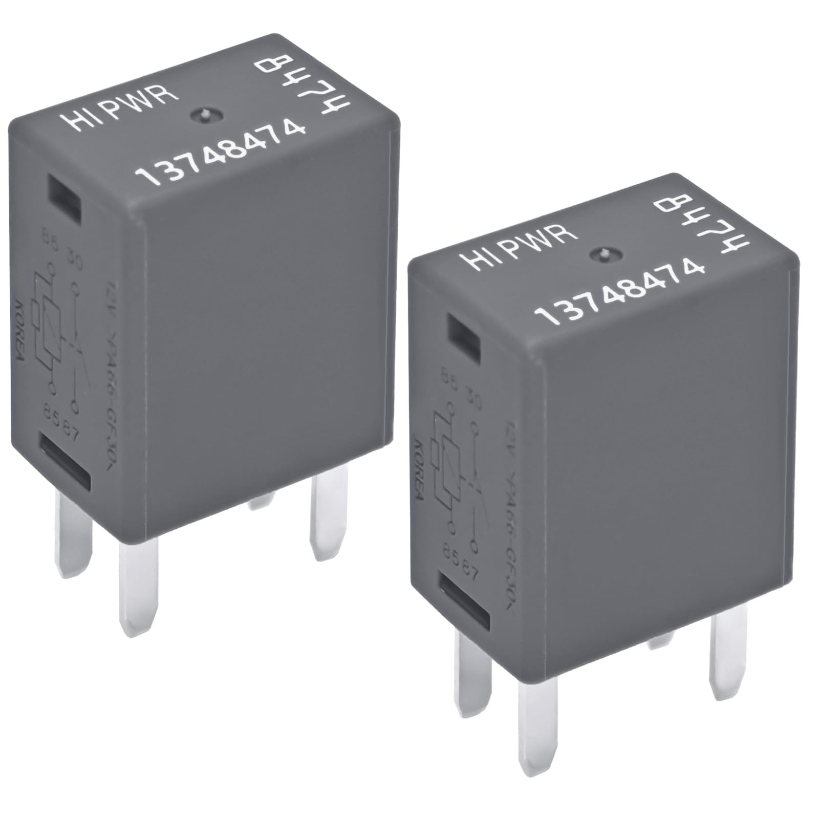 Automotive Relay 13748474 8474 (Pack of 2) - 12V 4-Pin SPDT Relay...