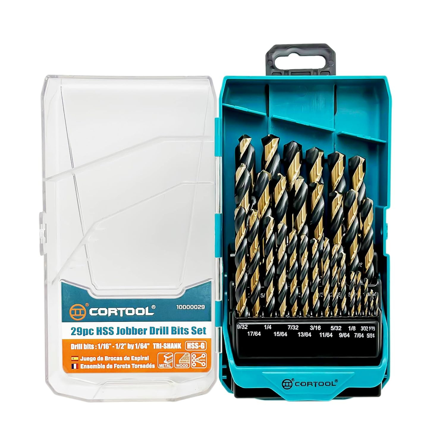 Drill Bit Set, 29PCS High Speed Steel Cobalt Drill Bits for Metal & Steel, Black