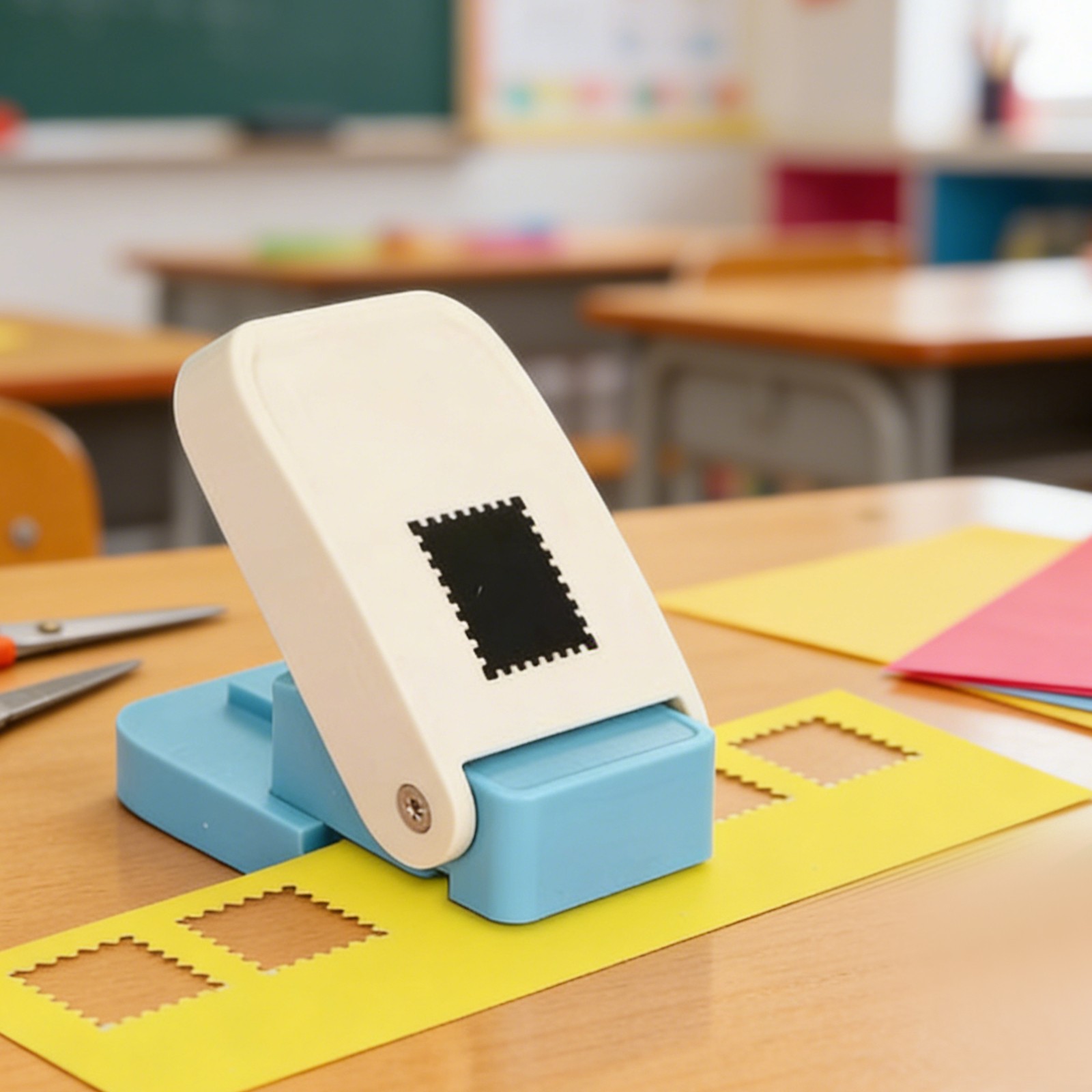 Square Hole Punch, Portable Stamp Punch for Scrapbooking, Plain Copy Paper, Card
