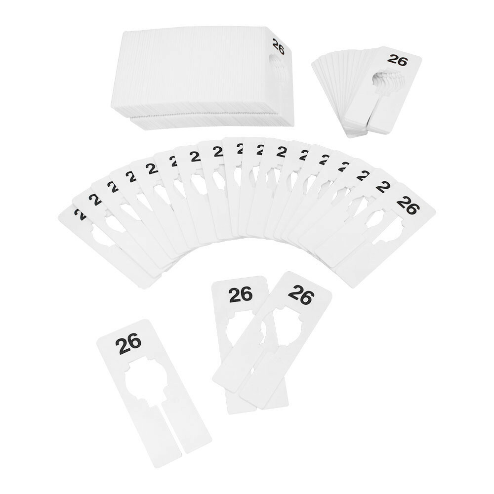 10 PC 2" x 5" Clothing Rack Size 26 Dividers Hangers White Plastic Rectangular