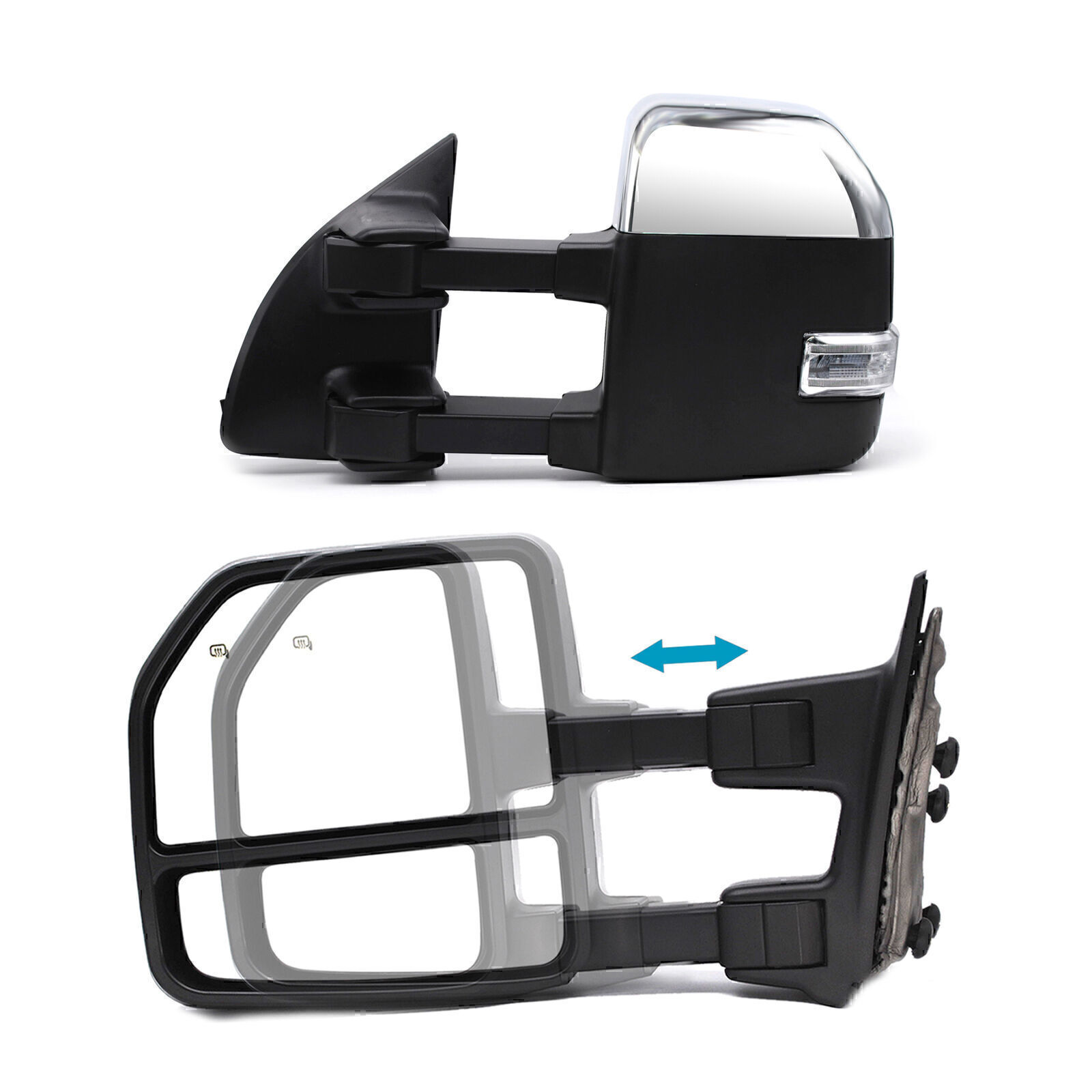 L+R Towing Mirrors For 1999-2016 Ford F250-F550 Super Duty Manual LH+RH Chrome