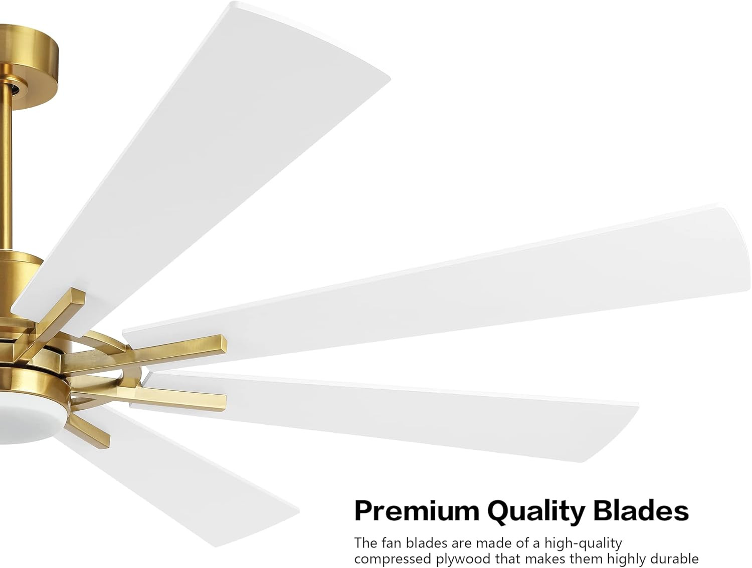60" Gold & White DC Ceiling Fan with Lights & Remote, 6-Speed Motor
